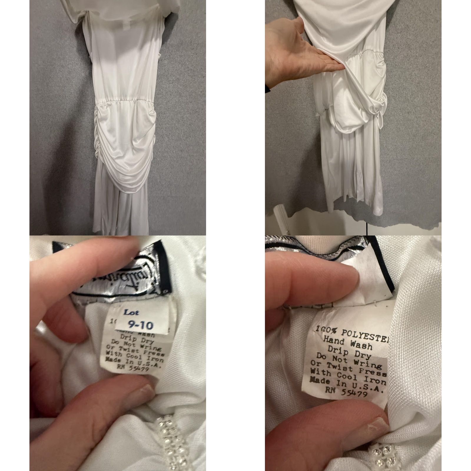 Vintage VINTAGE Inspiration Dress Juniors 9-10 White Ruched Satin Cowl Maxi Rhinestone HOCO Dress Womens Small Size S / US 4 / IT 40 - 9 Thumbnail