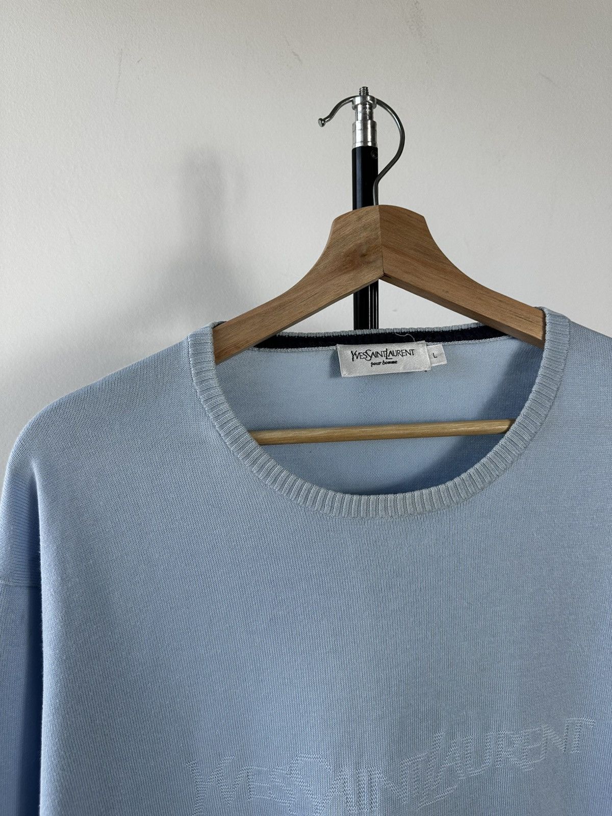 Yves Saint Laurent Vintage Yves Saint Laurent Pour Homme Tonal Logo Sweater Size US L / EU 52-54 / 3 - 2 Thumbnail