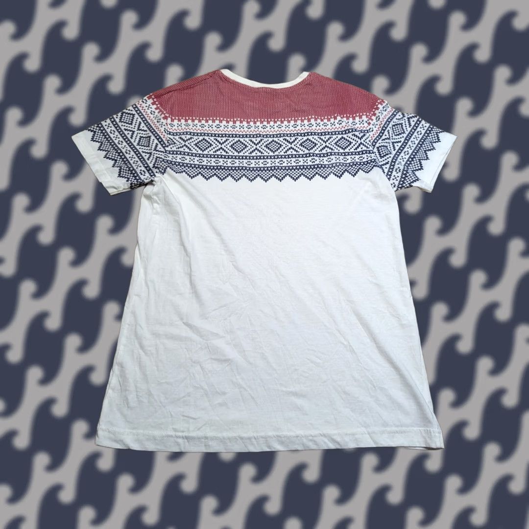 Vintage Marius of Norway Mens T-Shirt Nordic White Fair isle Short Sleeves Tee L Size US L / EU 52-54 / 3 - 1 Thumbnail