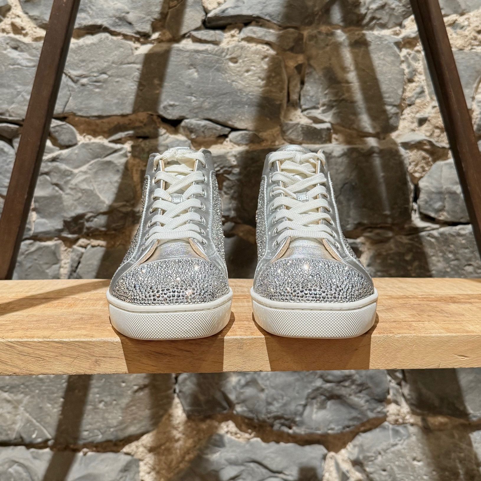 Christian Louboutin Christian Louboutin Silver Louis Strass High-top Sneakers Size US 8 / EU 41 - 2 Thumbnail