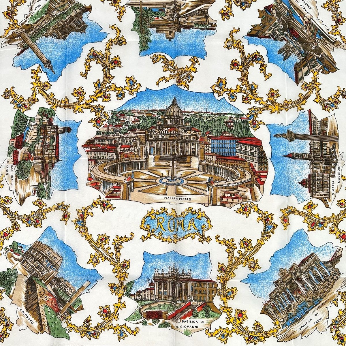 Vintage ROMA Vintage Souvenir Roma Scarf Made in Italy 30x30 Size ONE SIZE - 3 Thumbnail