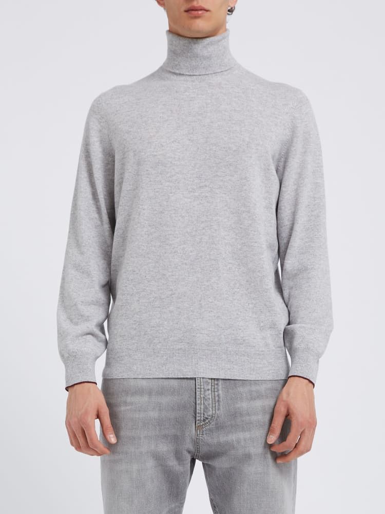 Brunello Cucinelli o1w1db10924 Cashmere Turtleneck in Light Grey Size US M / EU 48-50 / 2 - 1 Preview
