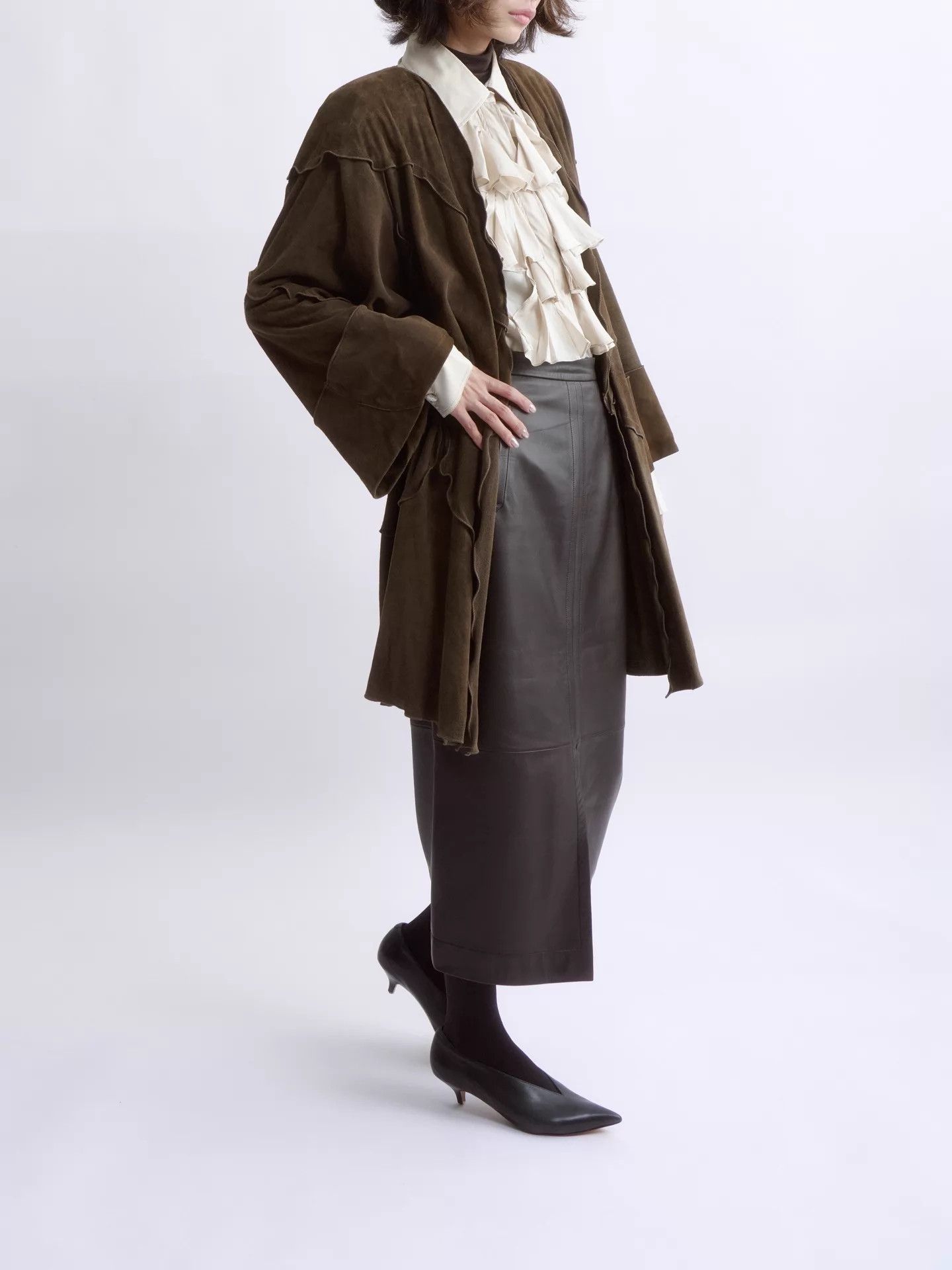 Krizia KRIZIA 80s-90s 3D paneled stitch-pleated sheepskin coat Size XL / US 12-14 / IT 48-50 - 6 Thumbnail