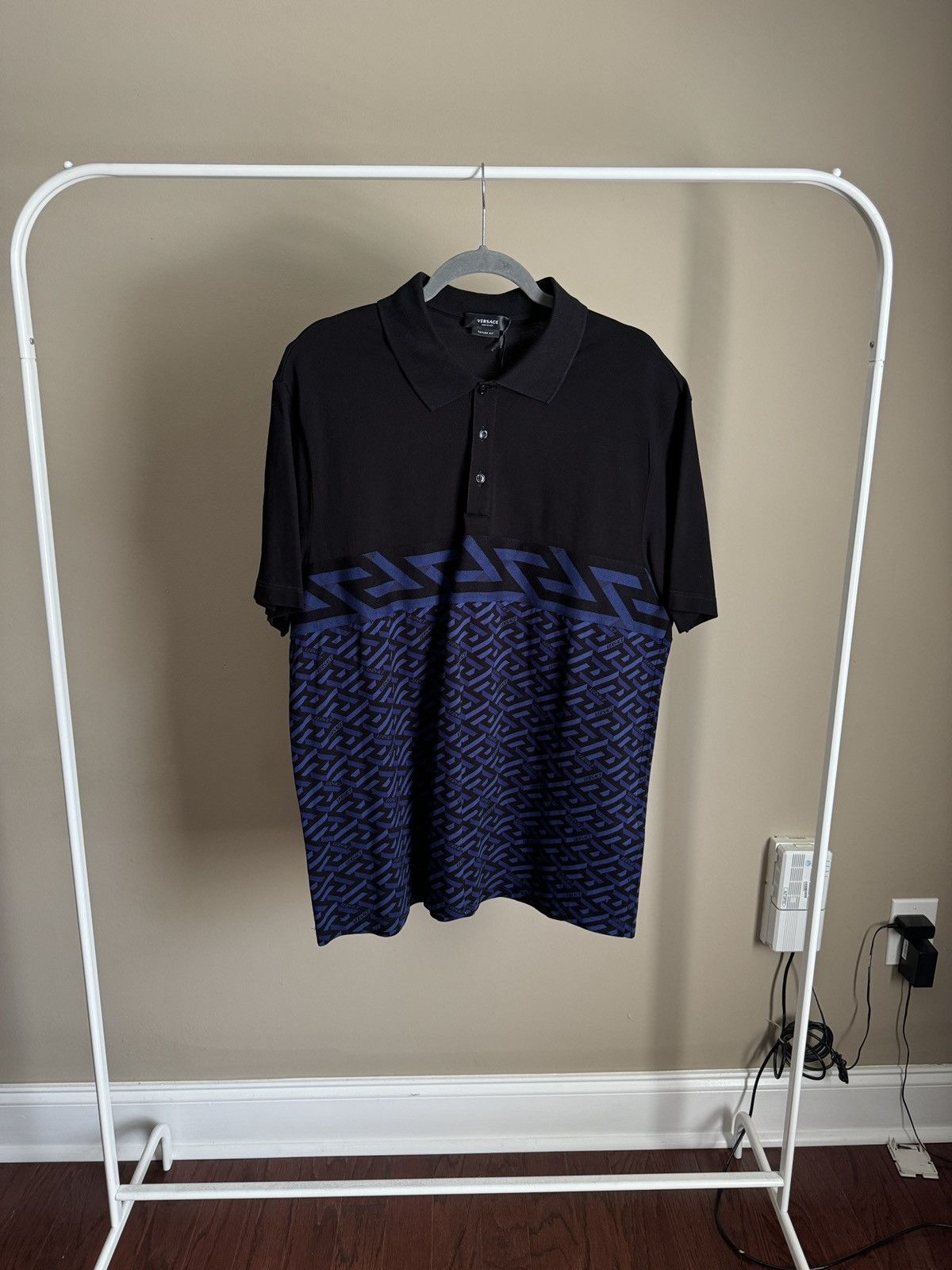 Versace Versace Navy/Black La Greca Polo Size US XXL / EU 58 / 5 - 1 Thumbnail