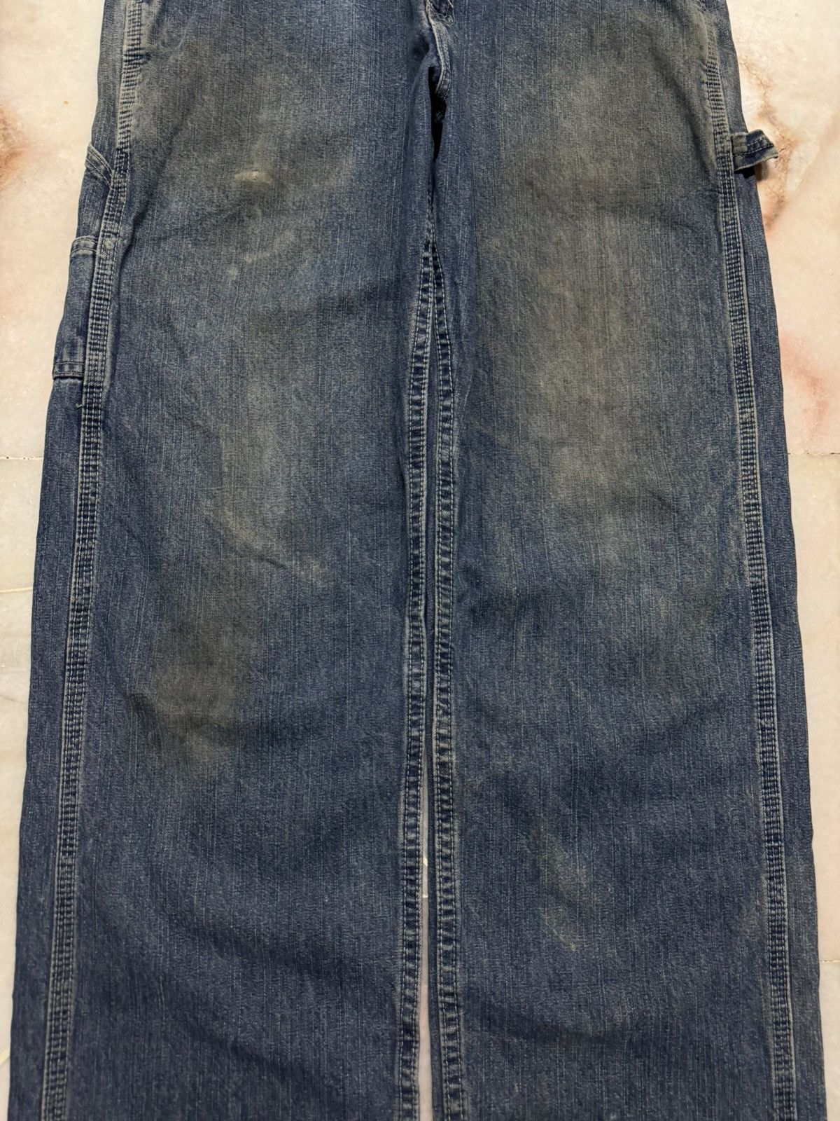 Lee BAGGY💥90s STYLE LEE DUNGAREES CARPENTER RUSTY INSANE MUDWASH Size US 32 / EU 48 - 7 Thumbnail