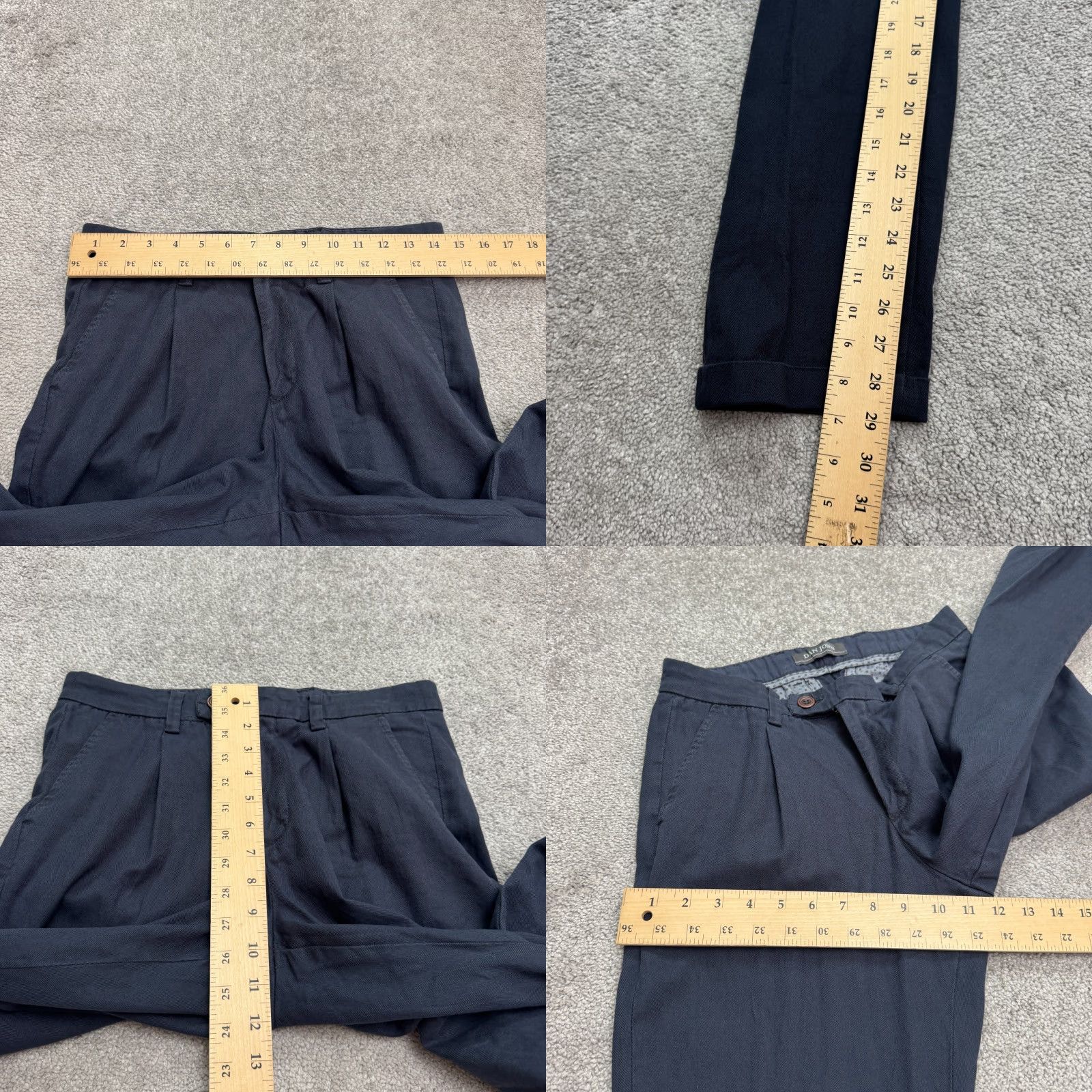 Sean John Dan John Cuffed Dress Pants Mens IT 44 28x29 Navy Blue Pleated Front Herringbone Size US 28 / EU 44 - 9 Thumbnail