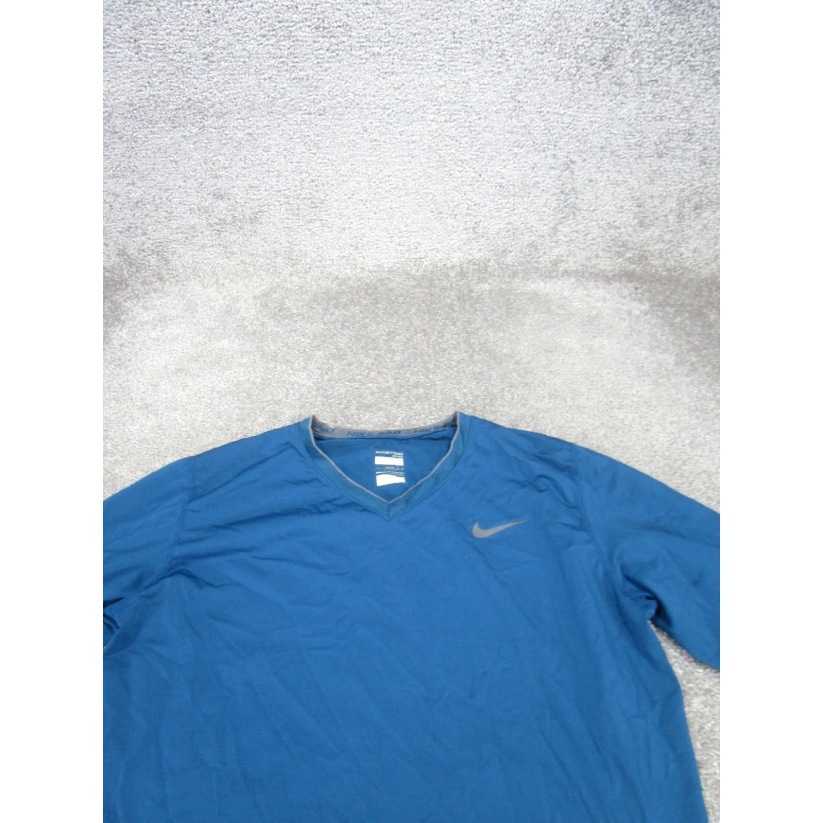 Nike Nike Pro Shirt Mens Large Fitted Blue Long Sleeve V-Neck Tee (Pullover) - Gym & Training Activewear Size US L / EU 52-54 / 3 - 2 Thumbnail