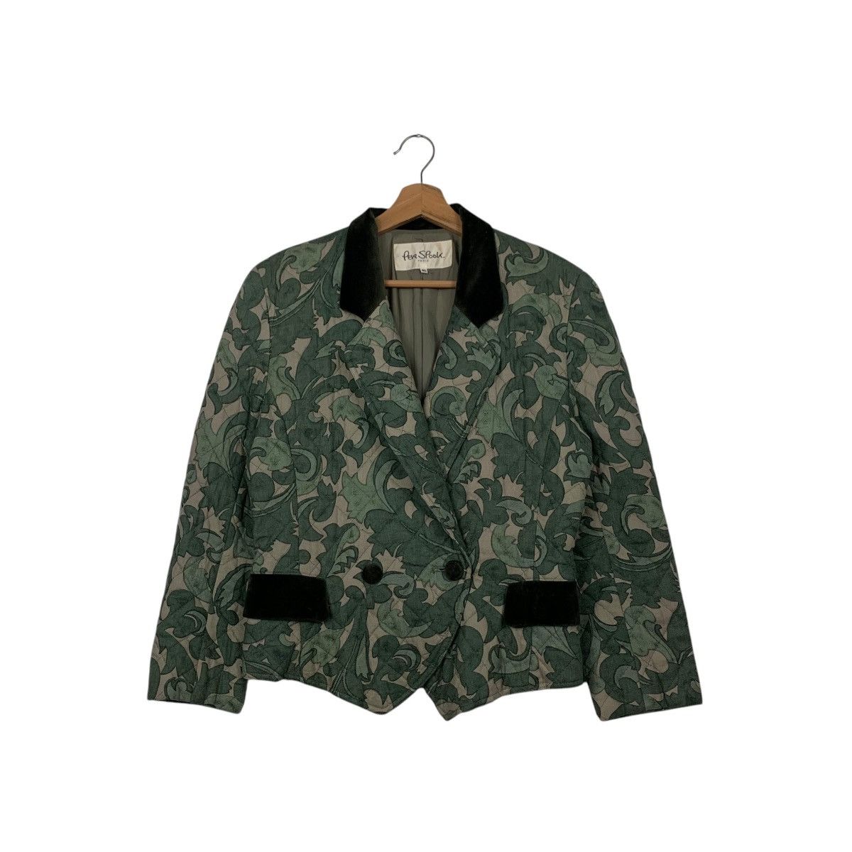 Japanese Brand Vintage PER SPOOK Paris Leaf Print Quilted Jacket #2574-C116 Size S / US 4 / IT 40 - 1 Thumbnail