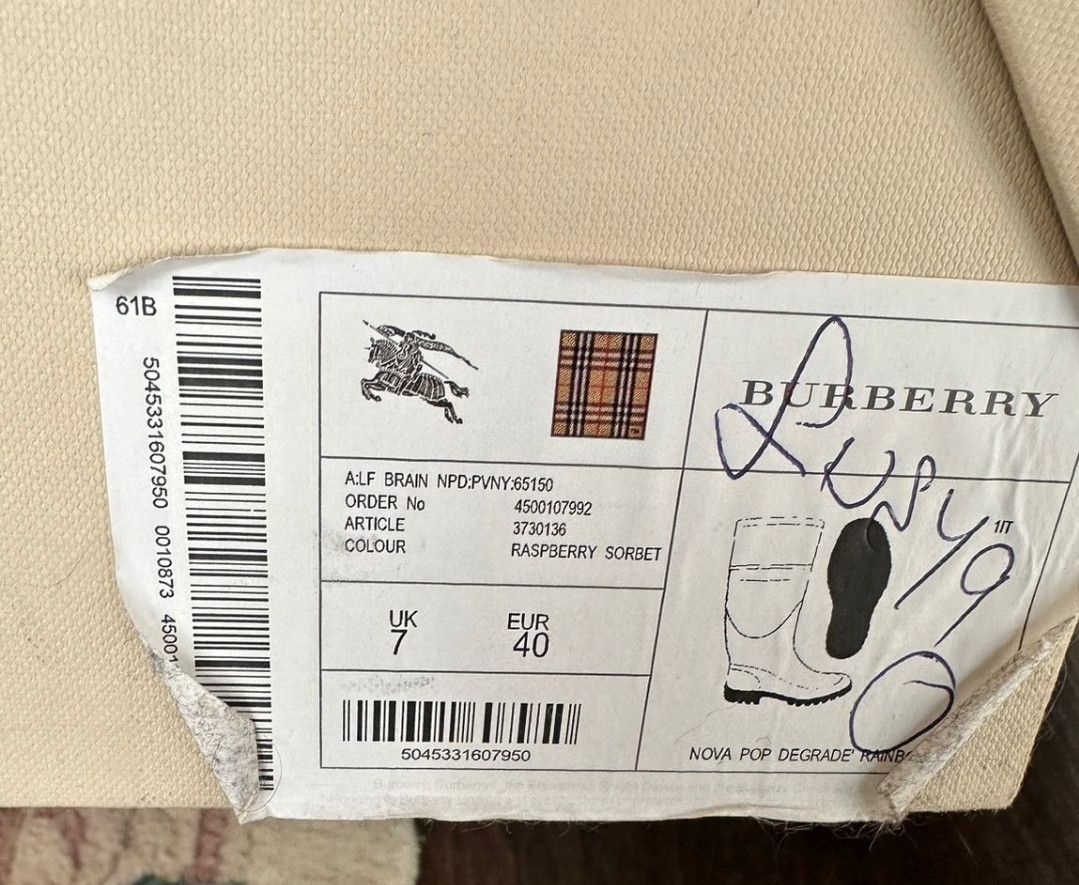 Burberry Burberry Magenta/Black Nova Pop Degrade Rubber Rain Boots Size US 9.5 / IT 39.5 - 5 Thumbnail