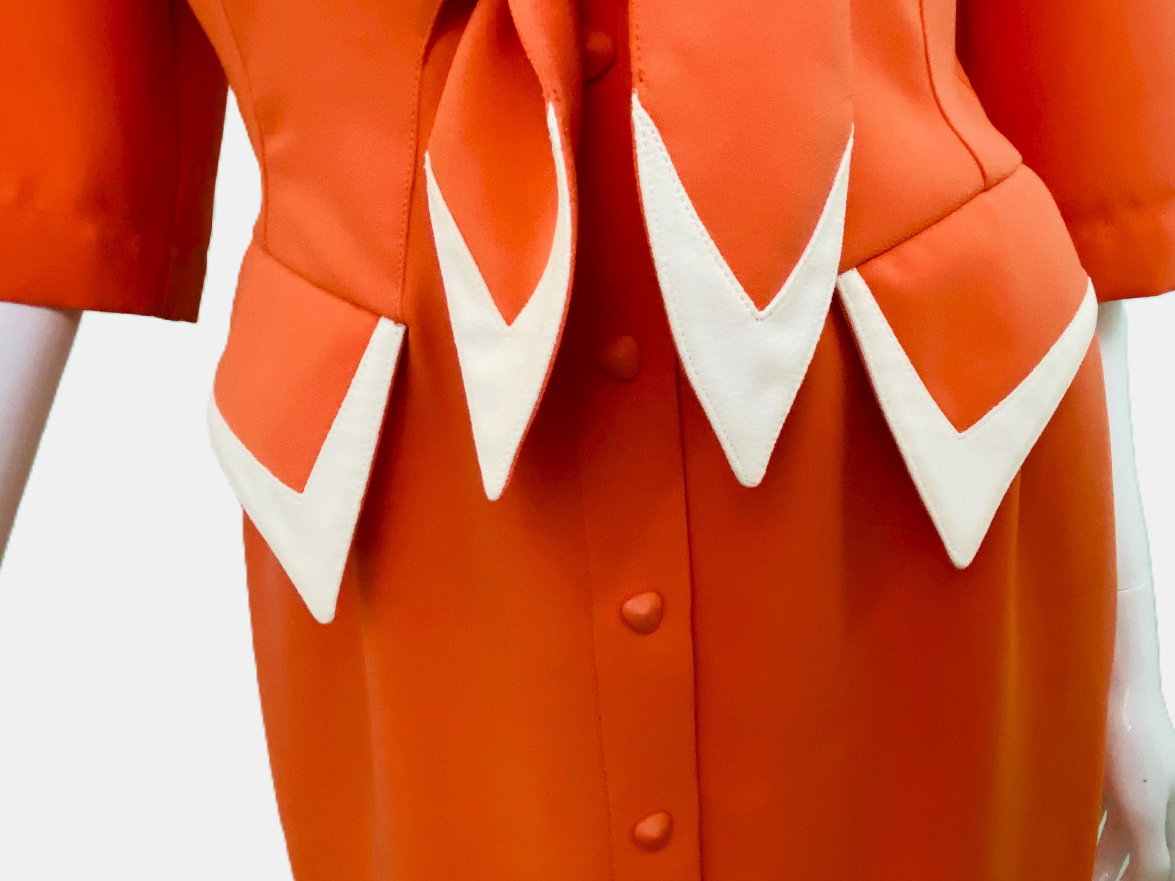 Thierry Mugler Thierry Mugler Crepe Bow Stripe Coral Gown Dress Size L / US 10 / IT 46 - 5 Thumbnail