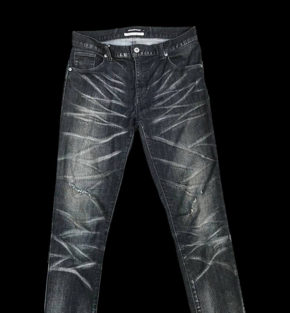 Tornado Mart × semanticdesign Semantic JAPAN Herringbone Black wash Distressed jean Slim Size US 29 - 10 Thumbnail