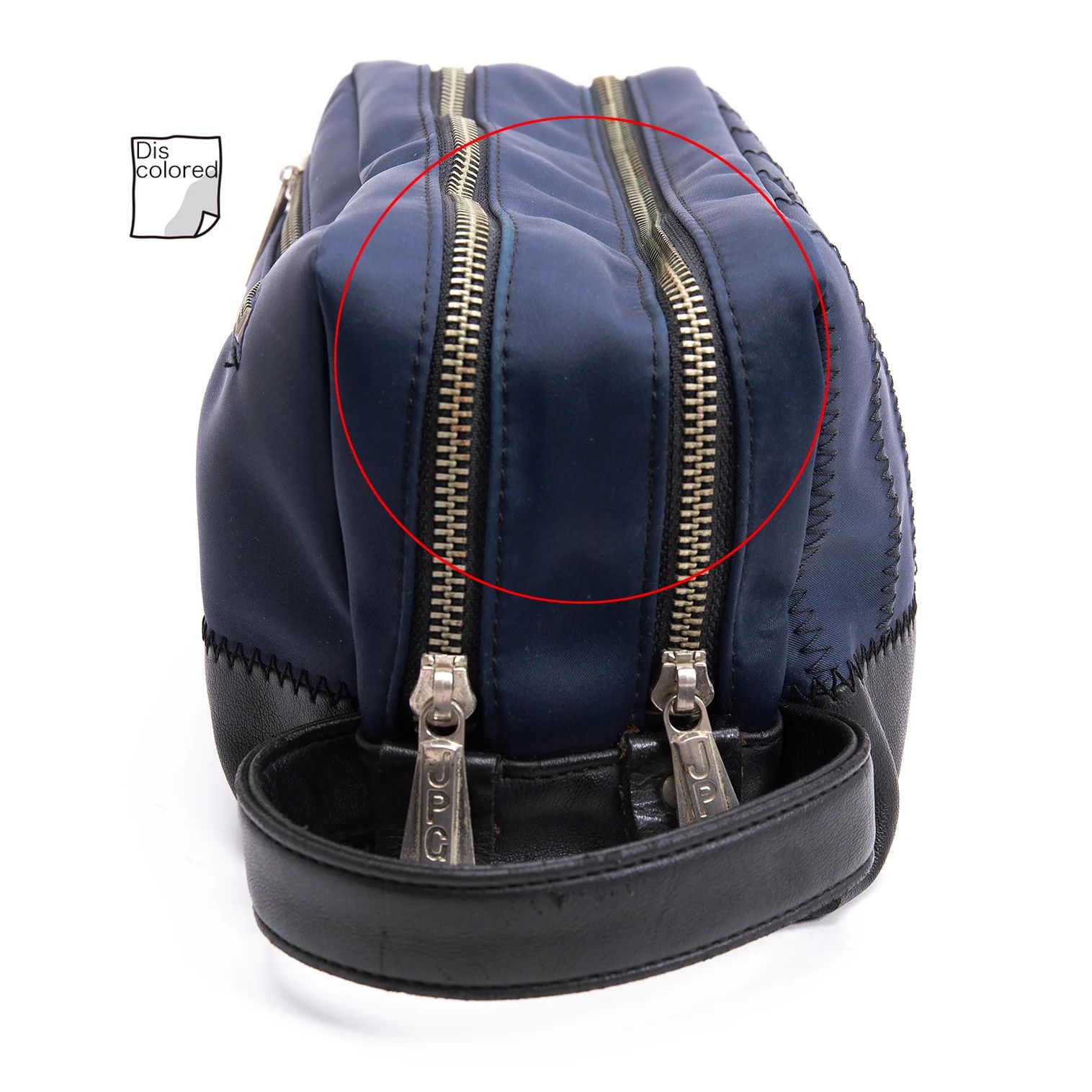 Jean Paul Gaultier Zigzag Stitch Double Compartment Clutch Bag in Navy Black Size ONE SIZE - 6 Thumbnail