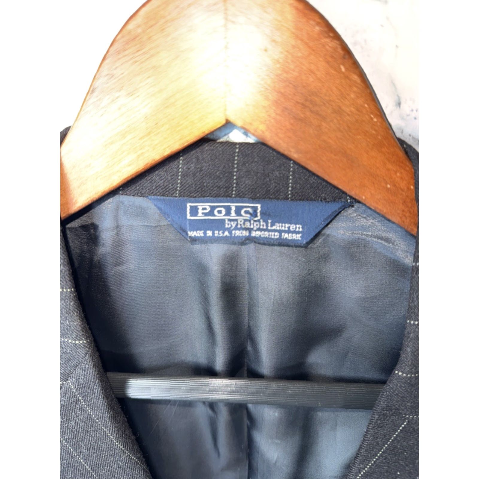 Polo Ralph Lauren VINTAGE Polo Ralph Lauren Sport Coat Wool Dark Gray 42 L USA Mens Wool Sport Coat 42 Long Striped Mantel Size US XL / EU 56 / 4 - 4 Thumbnail