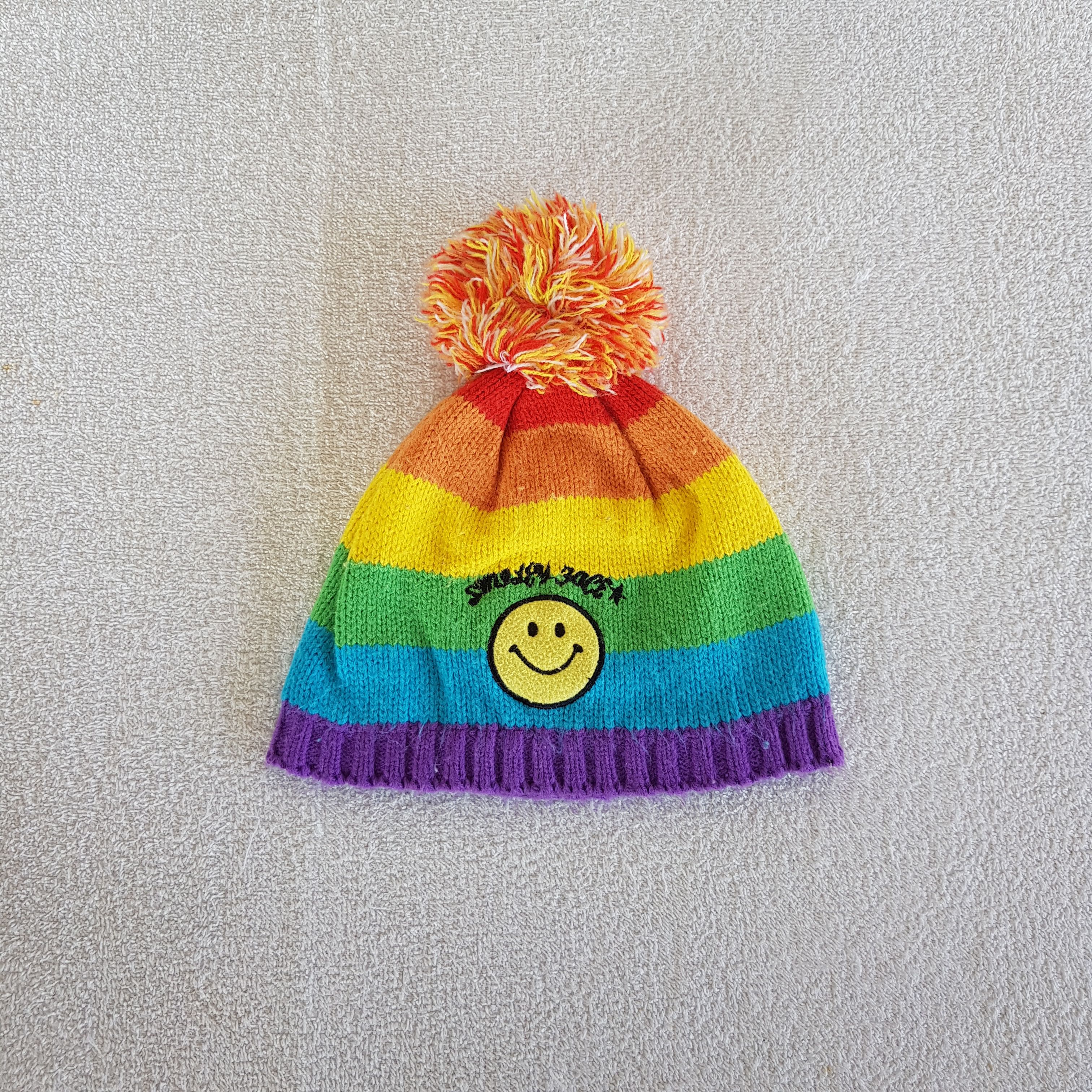 Japanese Brand Vintage Smiley Face Beanie Cute Pom Pom Snow Caps Ski Hats Size ONE SIZE - 5 Thumbnail
