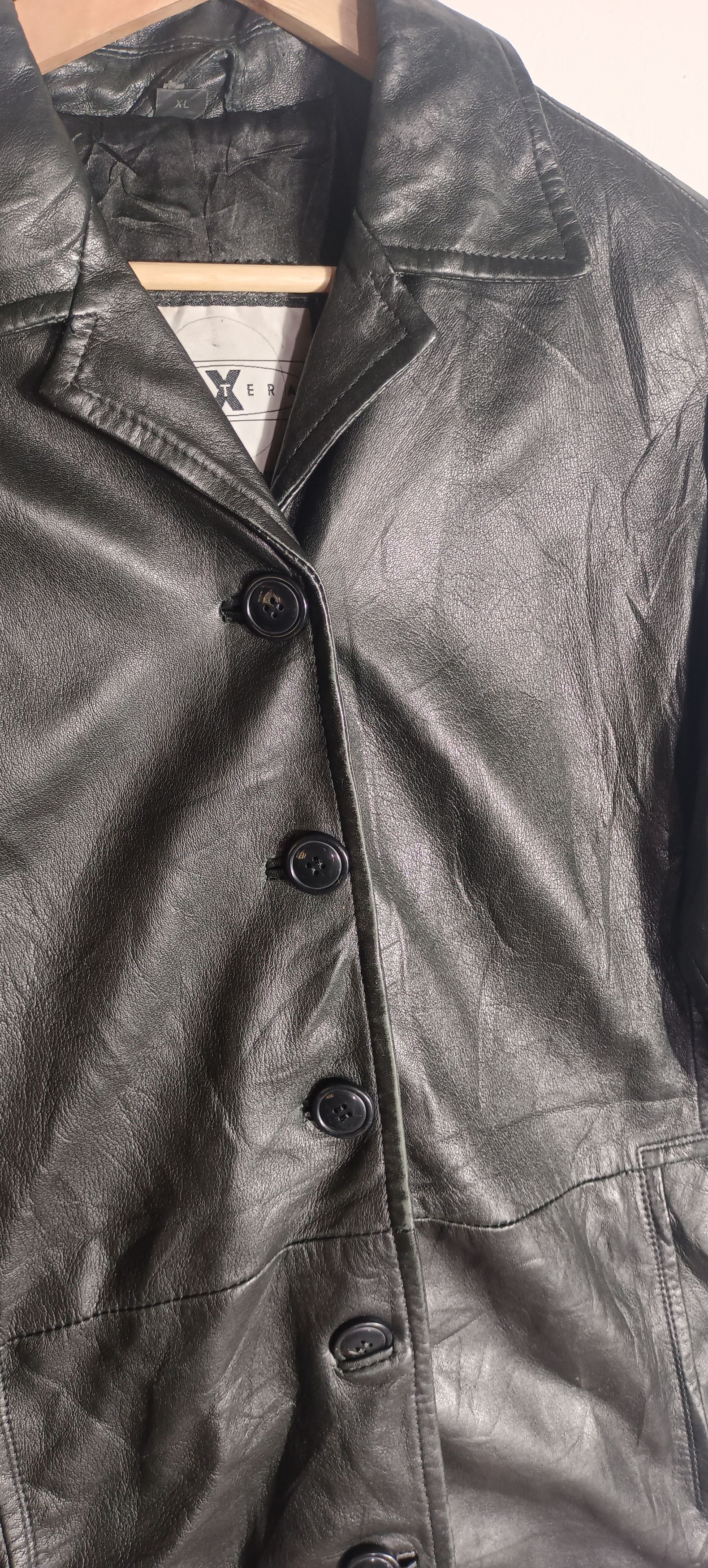 Genuine Leather × If Six Was Nine Vintage💥 Pantera X Black Leather Trench Coat Jacket Size US M / EU 48-50 / 2 - 10 Thumbnail