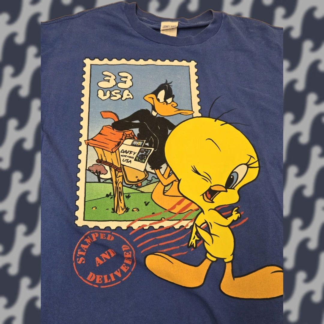 Vintage VINTAGE Looney Tunes Shirt Mens Large Blue Tweety Daffy Duck Stamp Collection 90s Shirt Mens Large Blue Tweety Daffy Duck Stamp Collection 90s Size US L / EU 52-54 / 3 - 1 Thumbnail