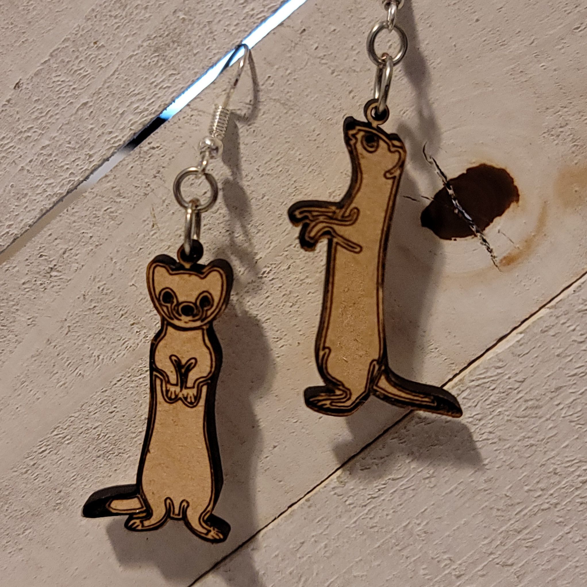 Handmade Cute Dangle Ferret Earrings Size ONE SIZE - 2 Thumbnail