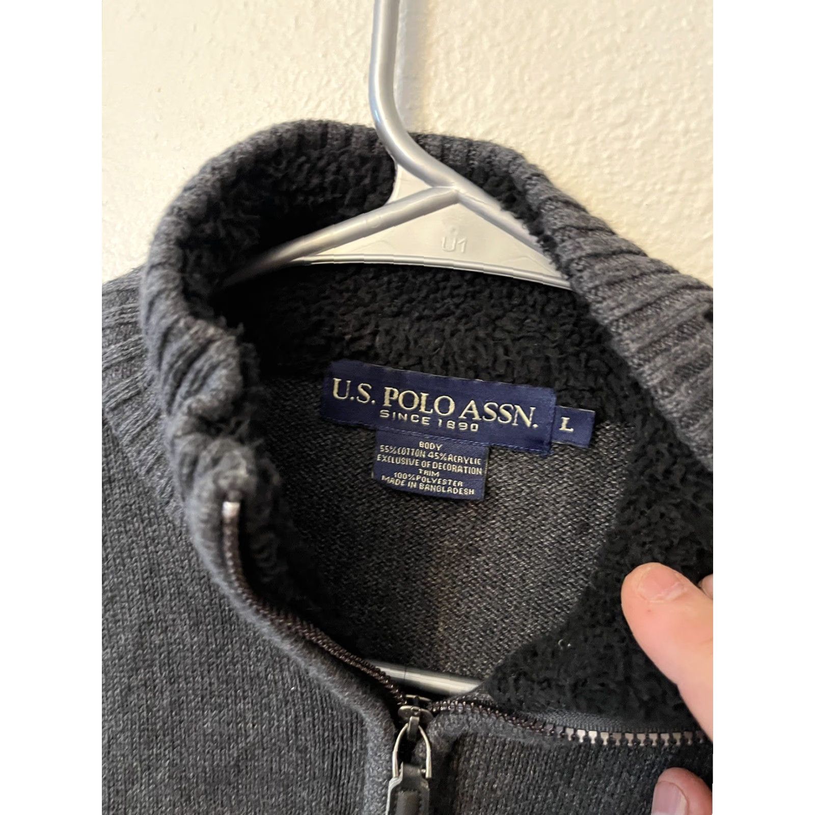 Vintage US Polo Assn Dark Gray Mens 1/4 Zip Pullover Knit Sweater Sweatshirt L Size US L / EU 52-54 / 3 - 3 Thumbnail