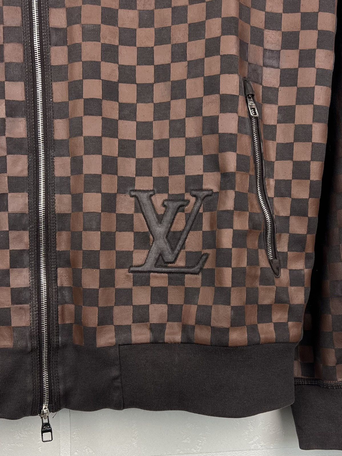 Louis Vuitton LOUIS VUITTON Zip Hoodie CUSTOM Damier Print LV Logo Brown Size US L / EU 52-54 / 3 - 5 Thumbnail