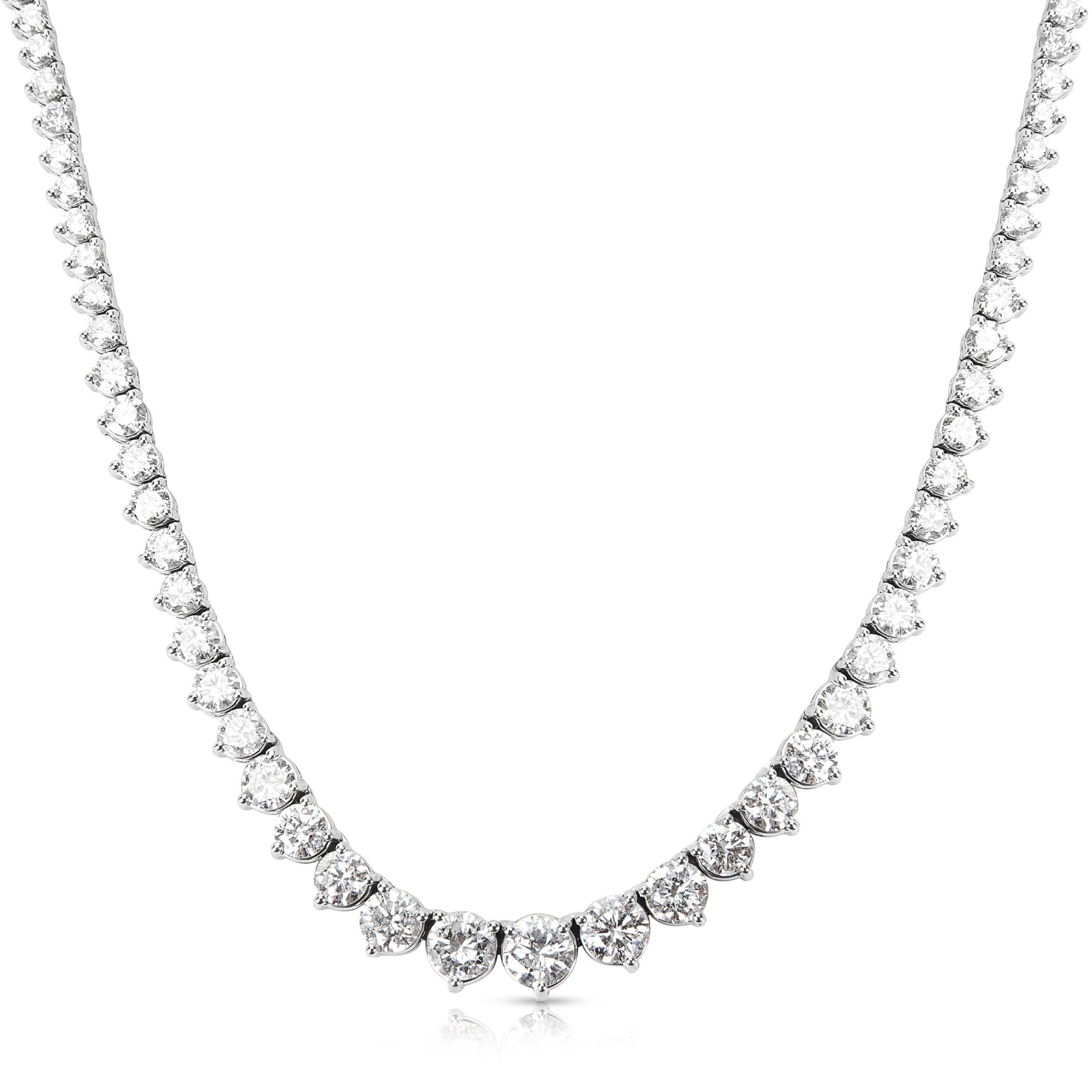 image of Tiffany Co Cubic Zirconia Graduated Riviera Necklace In Sterling Silver (12 Ctw), Women's