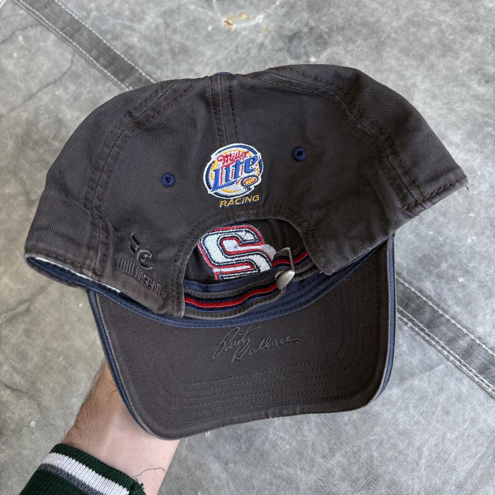 NASCAR Vintage Y2K Rusty Wallace Miller Lite Beer Grunge NASCAR Hat Size ONE SIZE - 2 Thumbnail