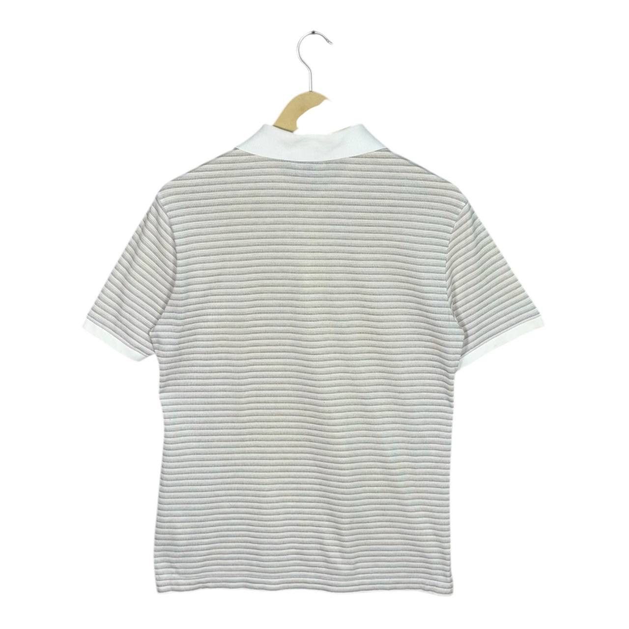 Burberry Vtg Burberry London Striped Knit Polo Shirt Brwon White Sz M Size US M / EU 48-50 / 2 - 2 Thumbnail