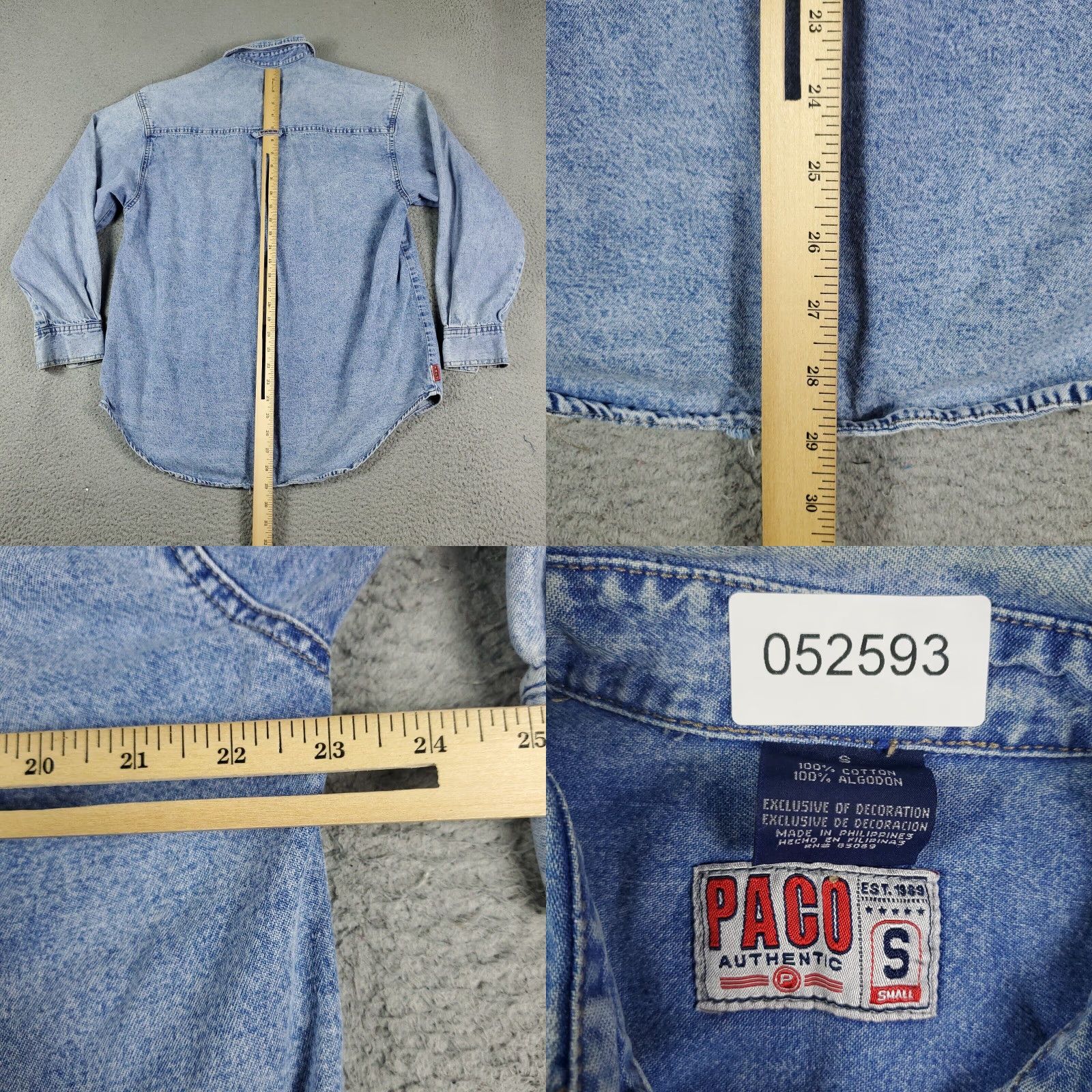 Vintage VINTAGE PACO Denim Button-Up Shirt Mens Size Small Blue Long Sleeve Classic Size US S / EU 44-46 / 1 - 8 Thumbnail