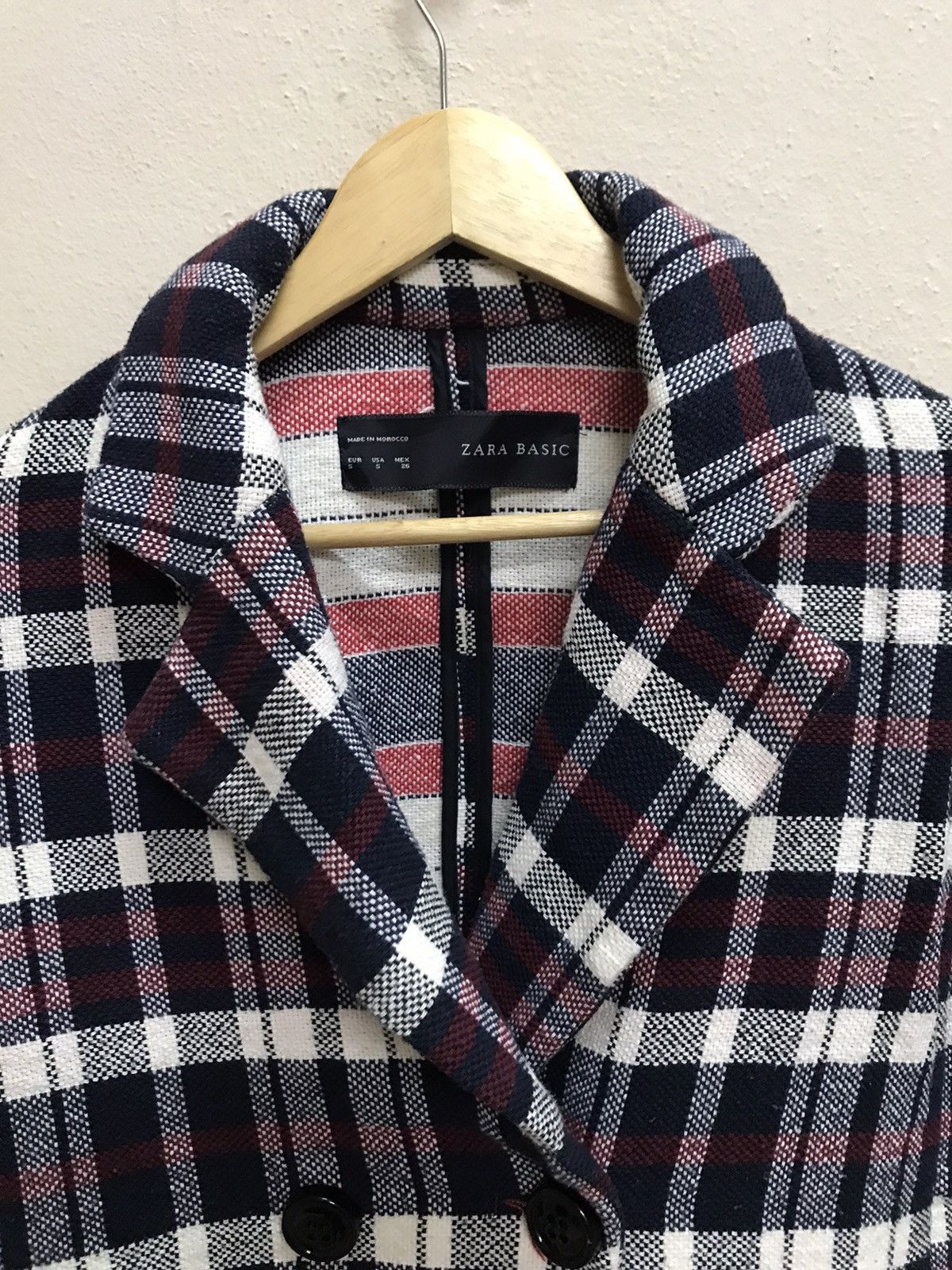 Designer Zara Basic Chekered Knit Blazer Croped Jacket Size S / US 4 / IT 40 - 13 Thumbnail