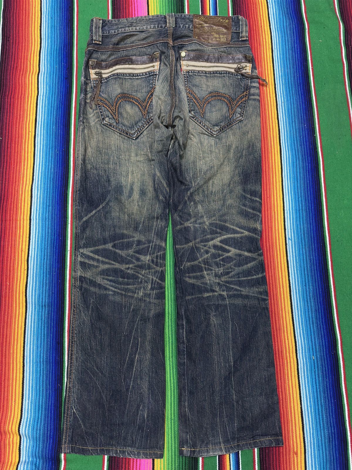 If Six Was Nine 💥edwin 503💥 Crazy Design Waist Navajo💥 Size US 31 - 9 Thumbnail