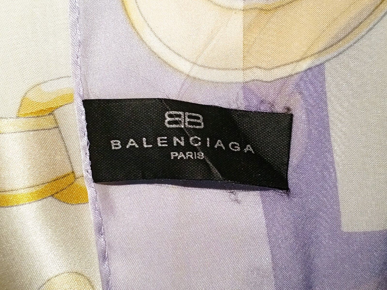 Balenciaga BALENCIAGA PARIS Victorian Purple Gold Silk Scarf Size ONE SIZE - 11 Thumbnail
