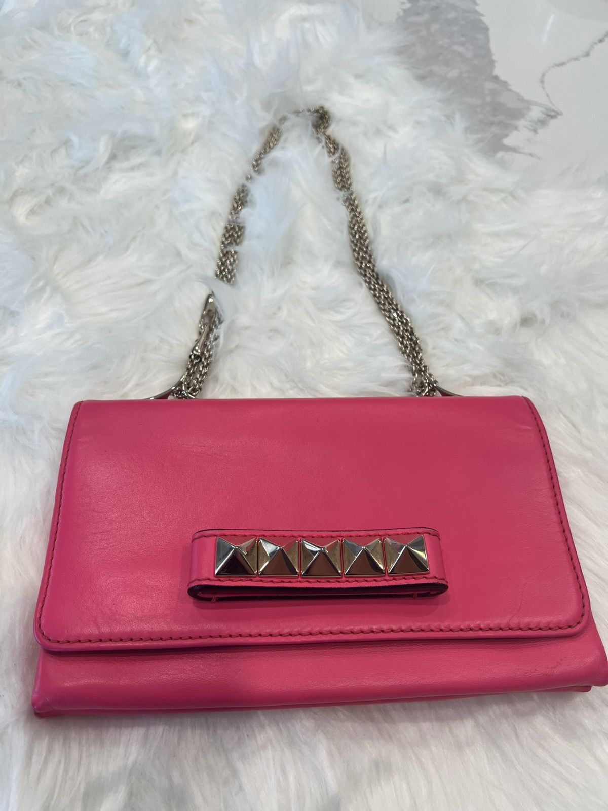 Valentino Valentino Rockstud Flap Chain Hot Pink Leather Crossbody Size ONE SIZE - 1 Thumbnail