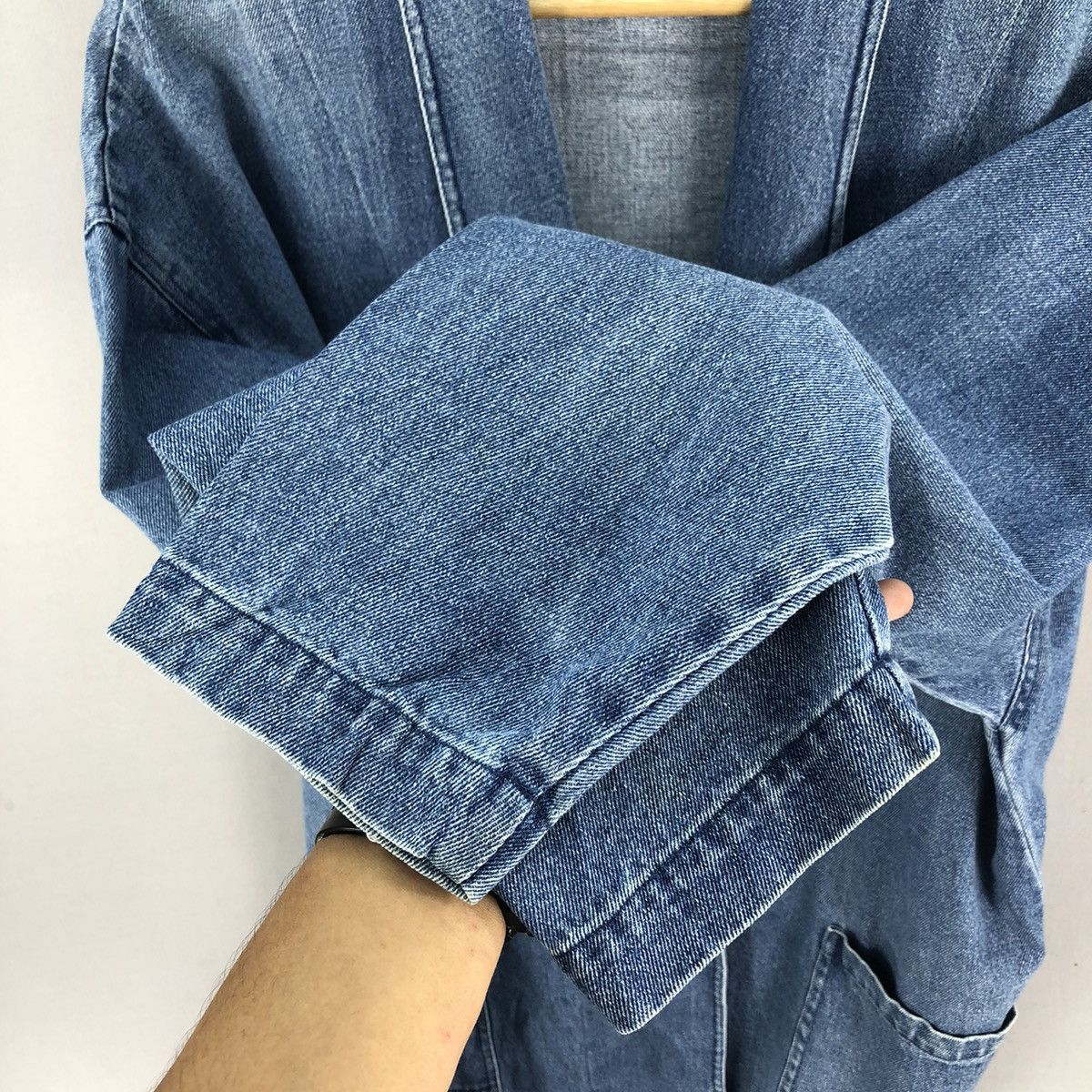 Number (N)ine Vintage Kastane Washed Denim Kimono Lab Coat Size US L / EU 52-54 / 3 - 9 Thumbnail