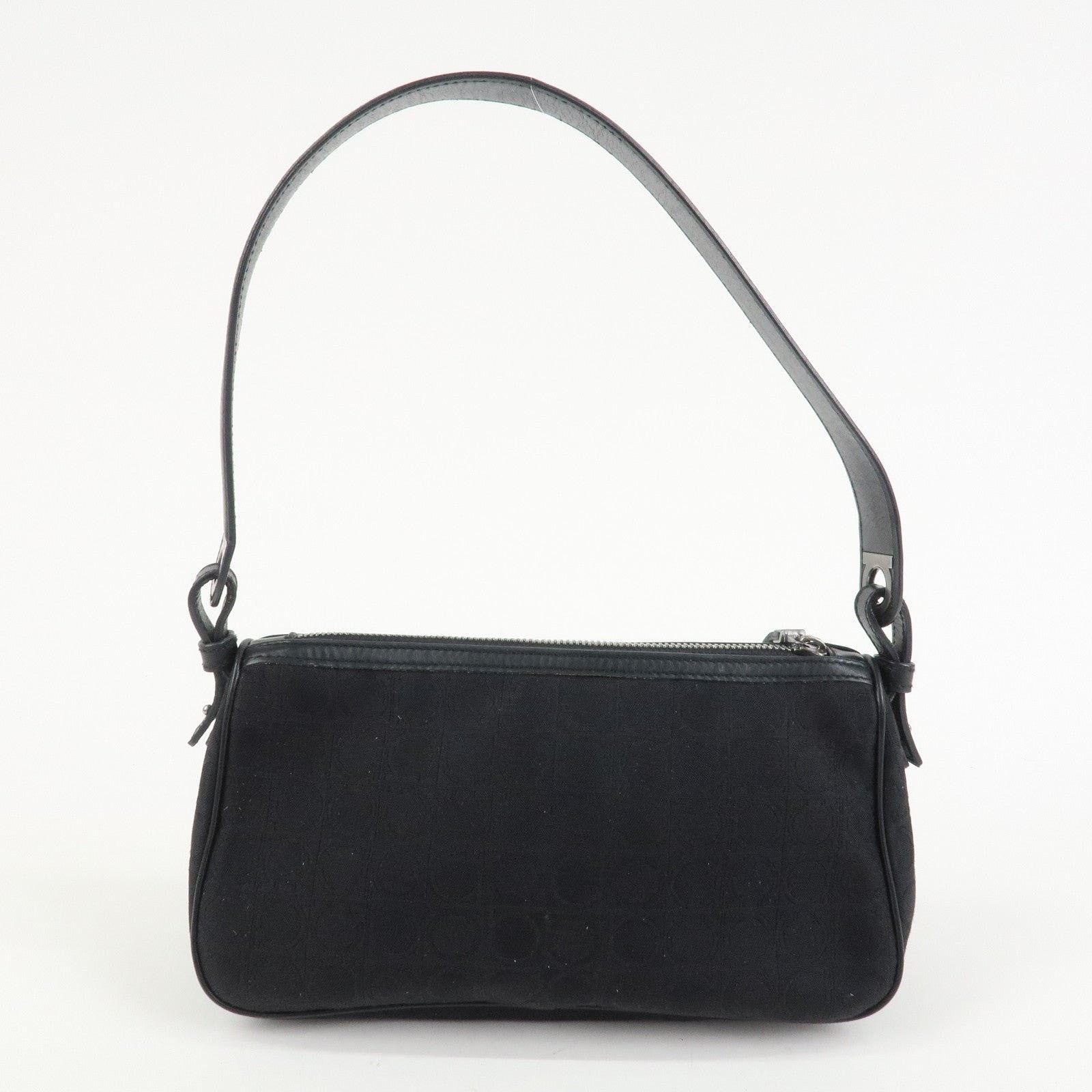 Salvatore Ferragamo Ferragamo Gancini Canvas Shoulder Bag Black Size ONE SIZE - 2 Thumbnail