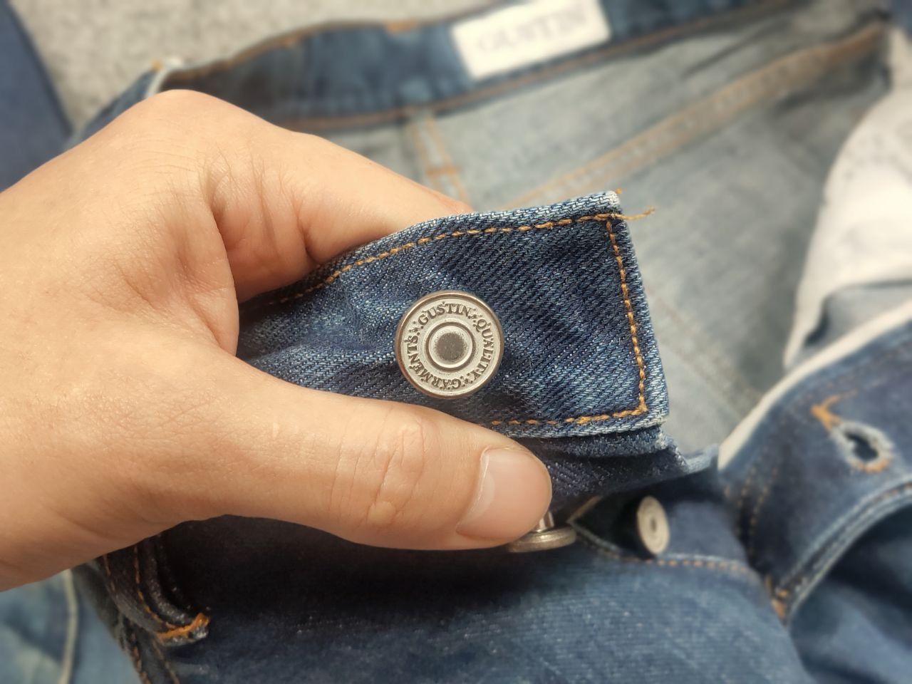Gustin Gustin Selvedge Raw Blue Faded denim Slim Fit Jeans Size US 32 / EU 48 - 16 Thumbnail