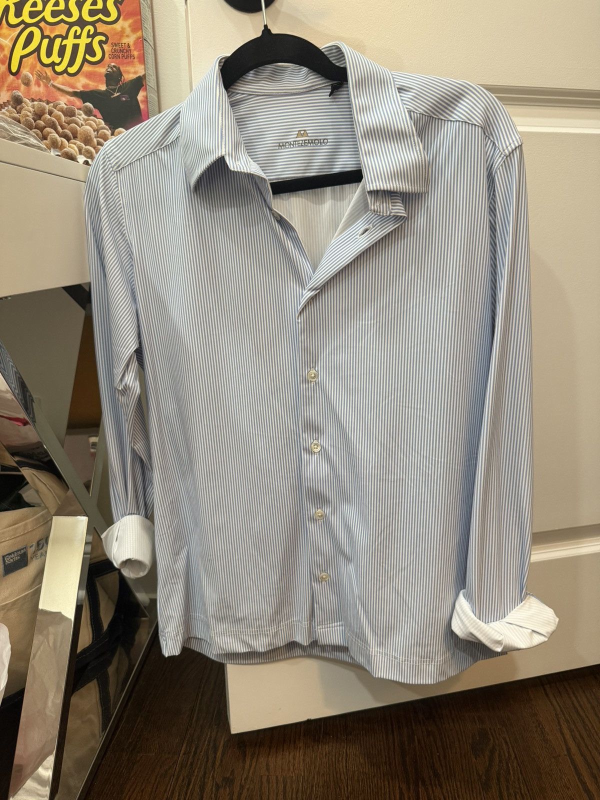 Other Montezemolo Italian Designer Light Blue/White PinStripeShirt Size US S / EU 44-46 / 1 - 1 Thumbnail