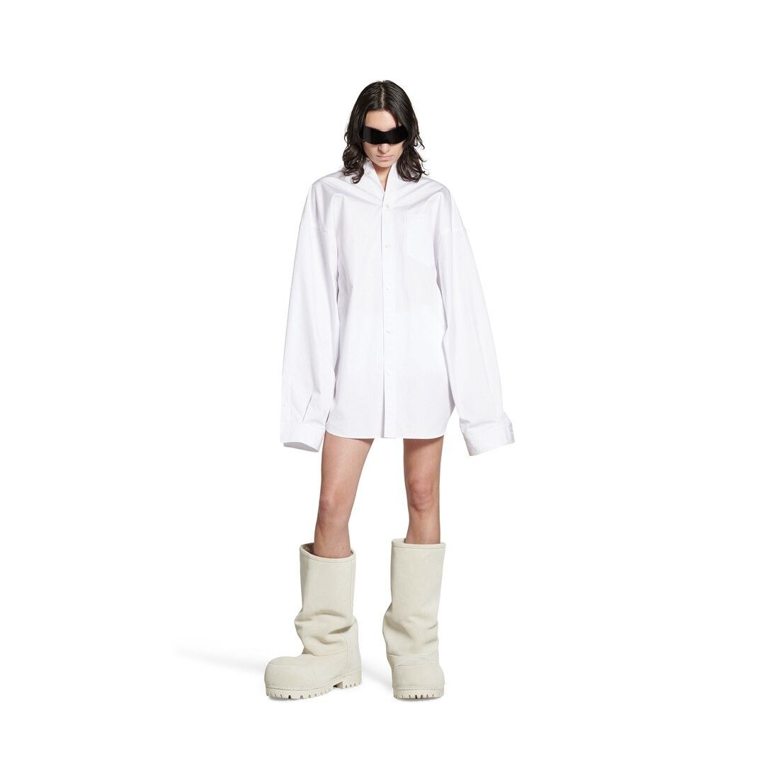 Balenciaga o1bcso1str0426 Asymmetric Shirt Large Fit in White Size XS / US 0-2 / IT 36-38 - 2 Thumbnail