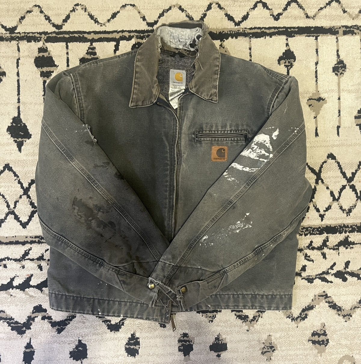 Carhartt Vintage Carhartt J97 Detroit Jacket Faded Black Distress XL Size US XL / EU 56 / 4 - 5 Thumbnail