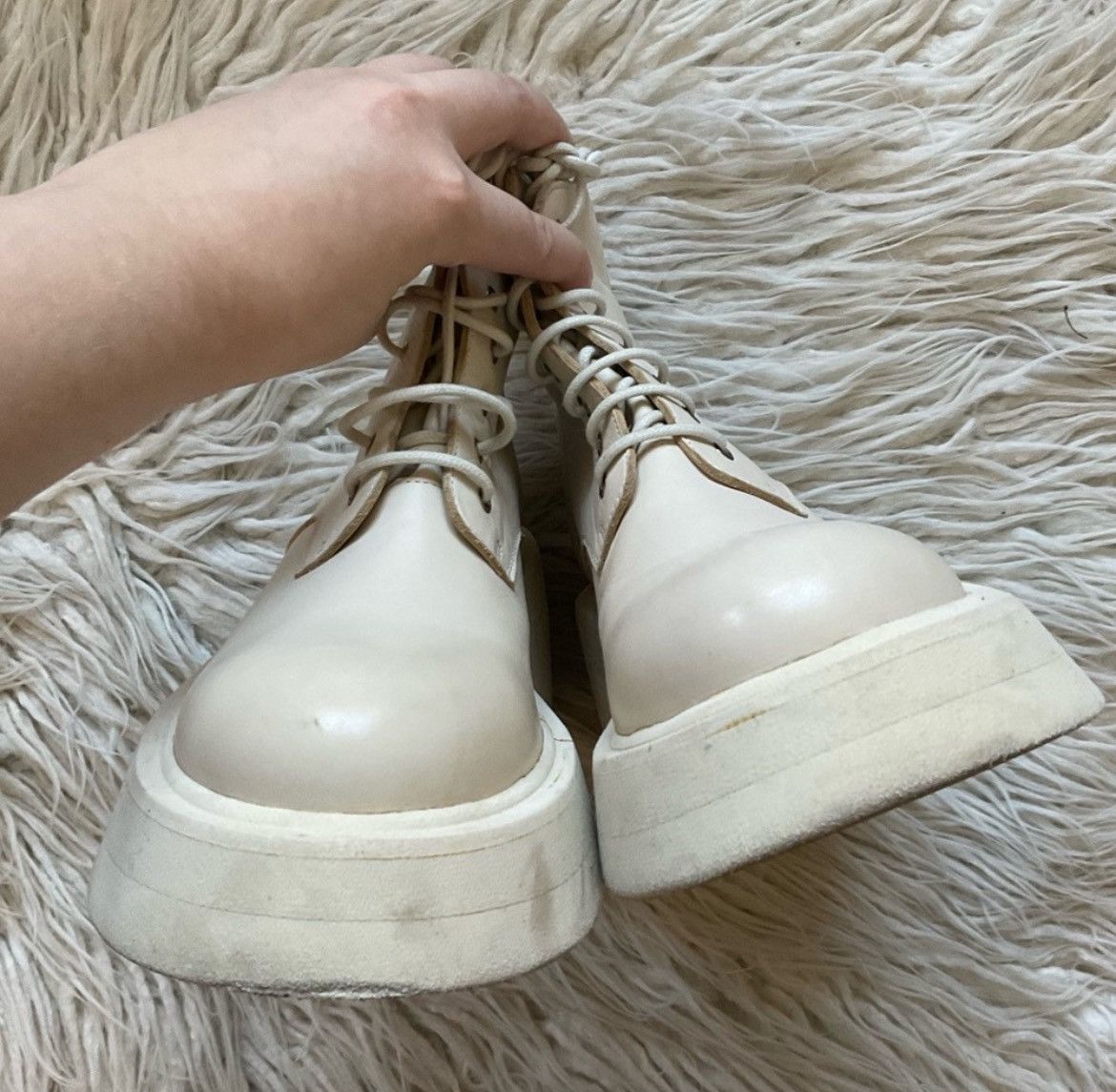 Marsell Marsèll Microne Chunky Ivory White Platform Boots Size US 5 / IT 35 - 3 Thumbnail