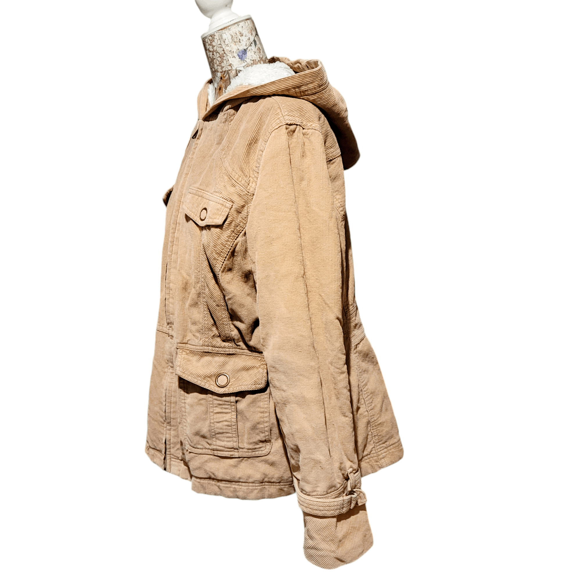 Sonoma Sonoma Soft Tan Corduroy Teddy Hooded Utility Cargo Jacket Size L / US 10 / IT 46 - 8 Thumbnail