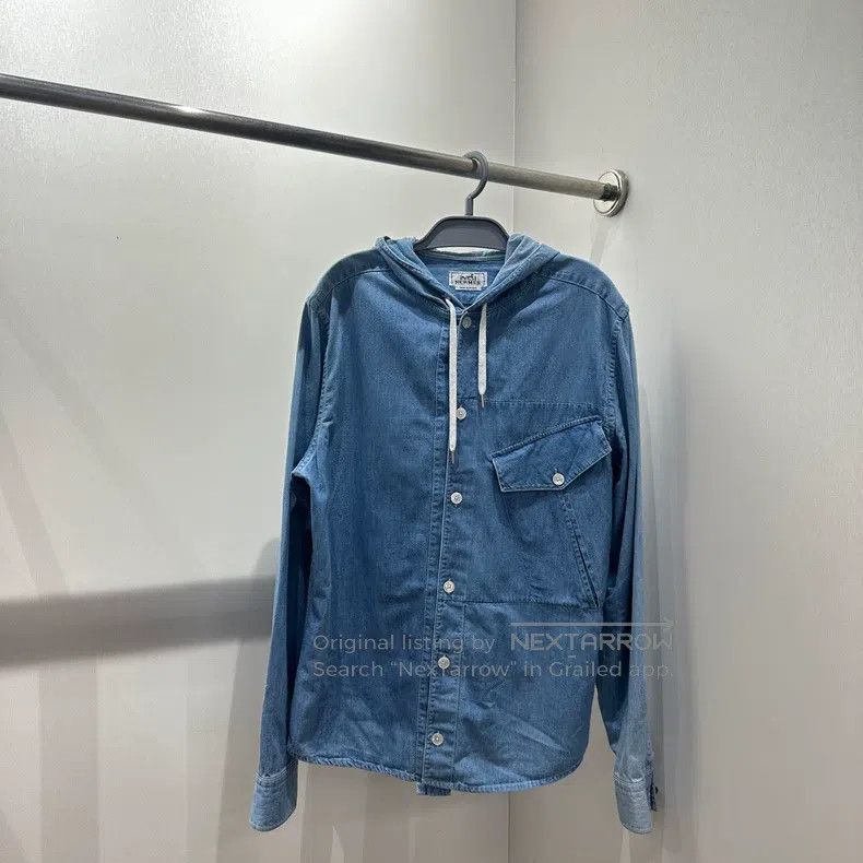 Hermes Slant Pocket Hooded Denim Jacket