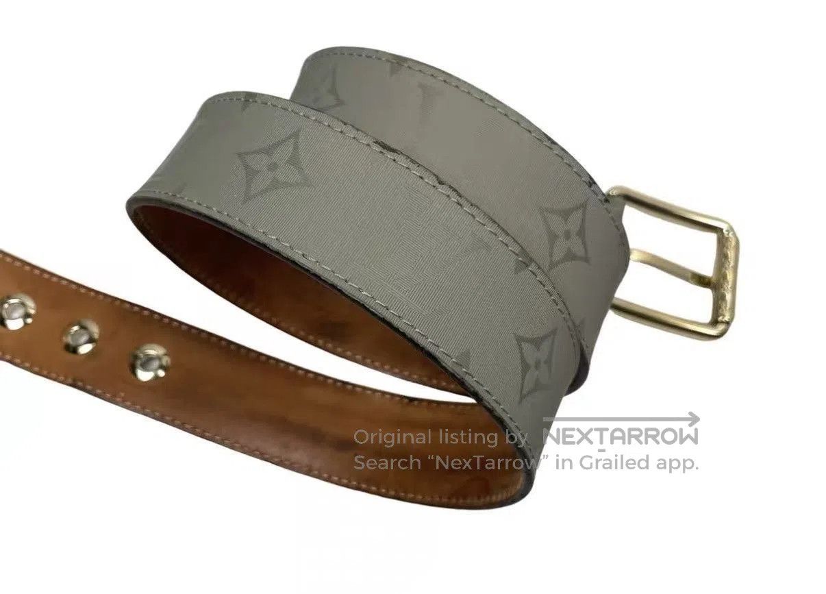 Louis Vuitton Gray Leather Belt with Metal Buckle. Size ONE SIZE - 6 Thumbnail