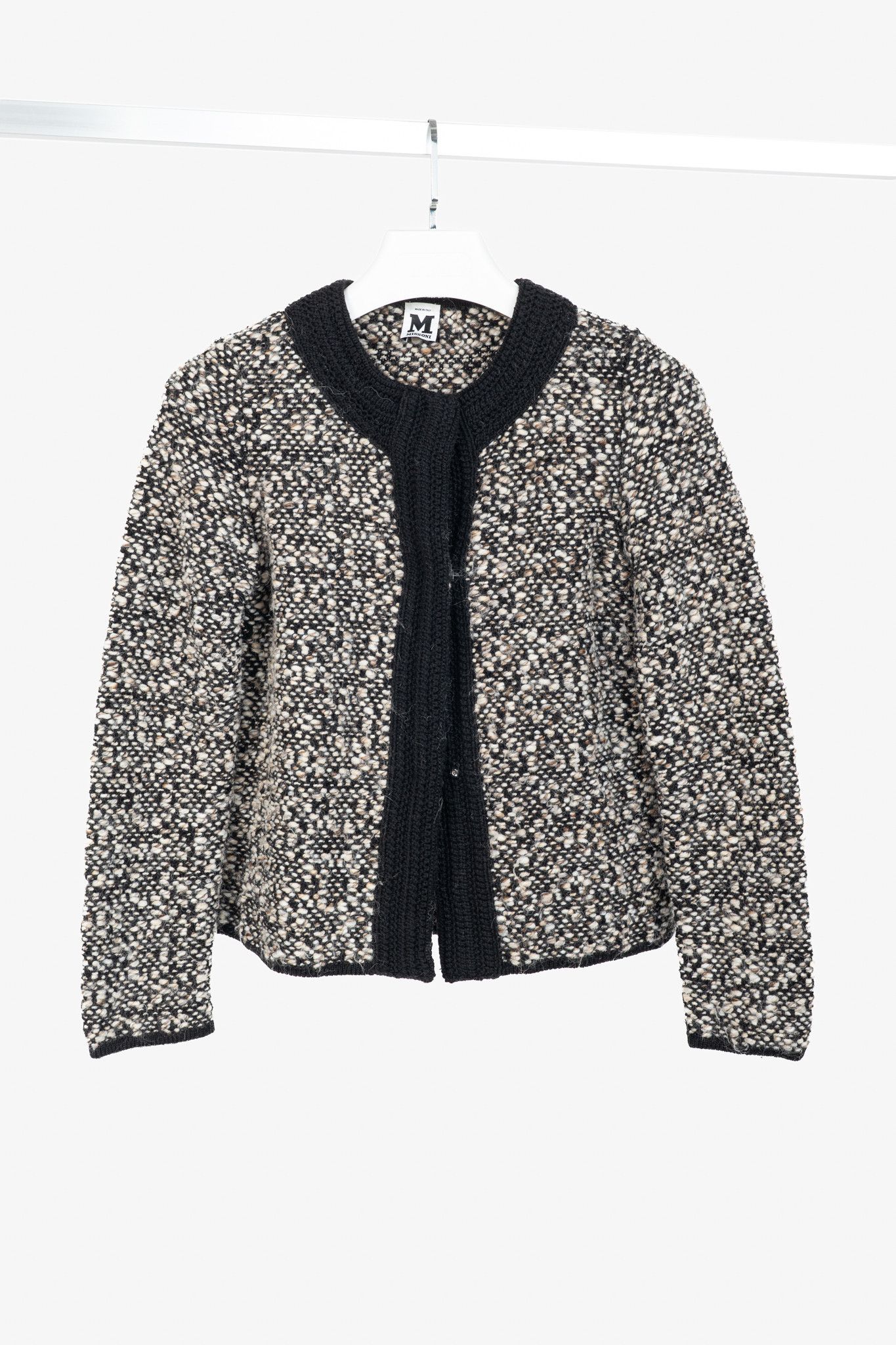 Missoni M Missoni Brown Marled-Wool Trimmed Snap-Front Cardigan Size XS / US 0-2 / IT 36-38 - 1 Thumbnail