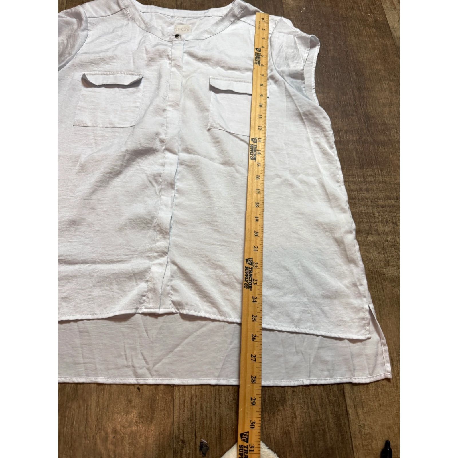 Vintage Chico's Blouse Womens Size 2 Sleeveless White Pockets Shirt Casual Workwear Top Size XS / US 0-2 / IT 36-38 - 2 Thumbnail