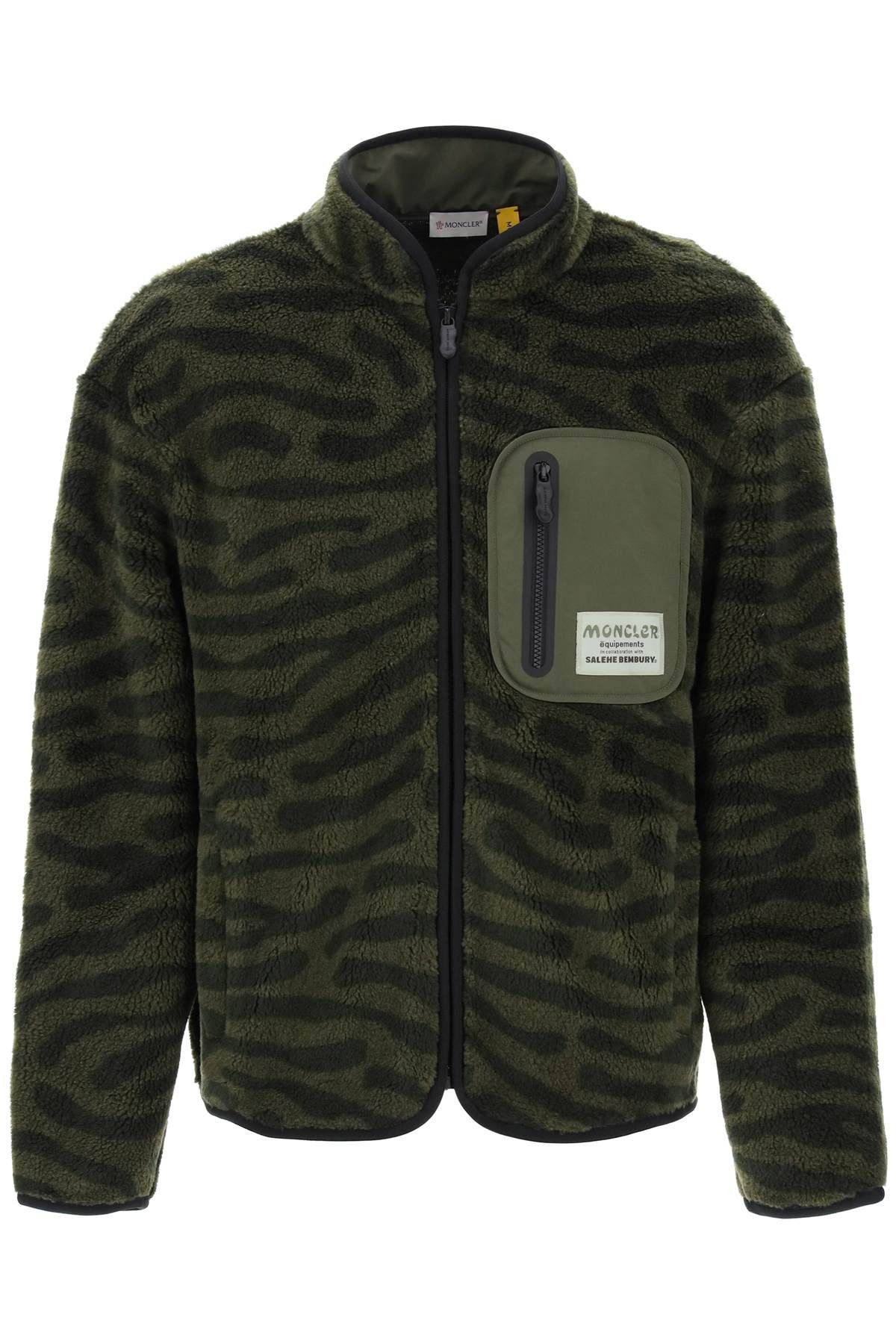 image of Moncler Teddy Pile Sweatshirt With Fingerprint Motif in Verde, Men's (Size Small)