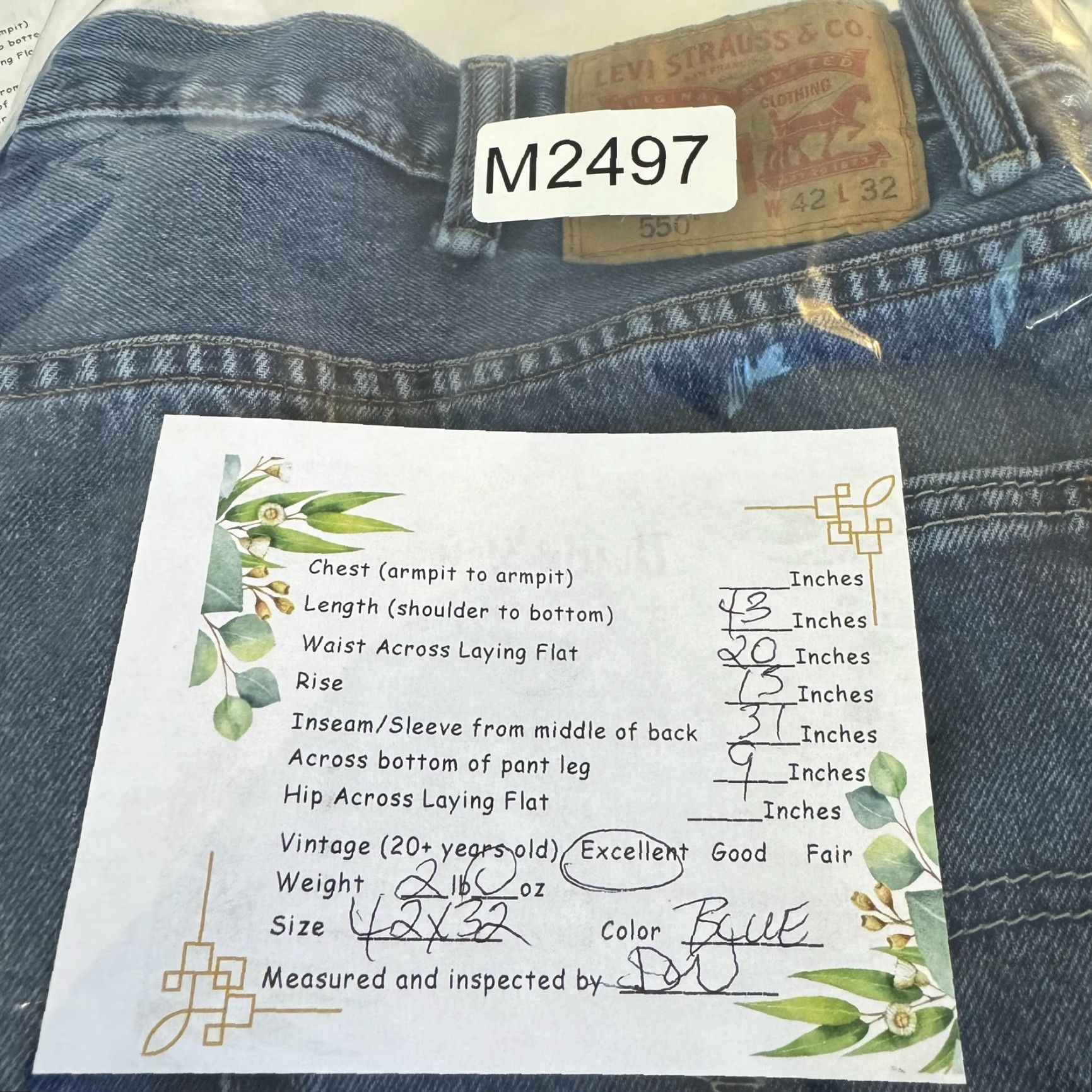 Levi's Levi's 550 Jeans Mens 42x32 Blue Relaxed Fit Tapered Leg Denim High Rise Classic Size US 42 / EU 58 - 8 Thumbnail