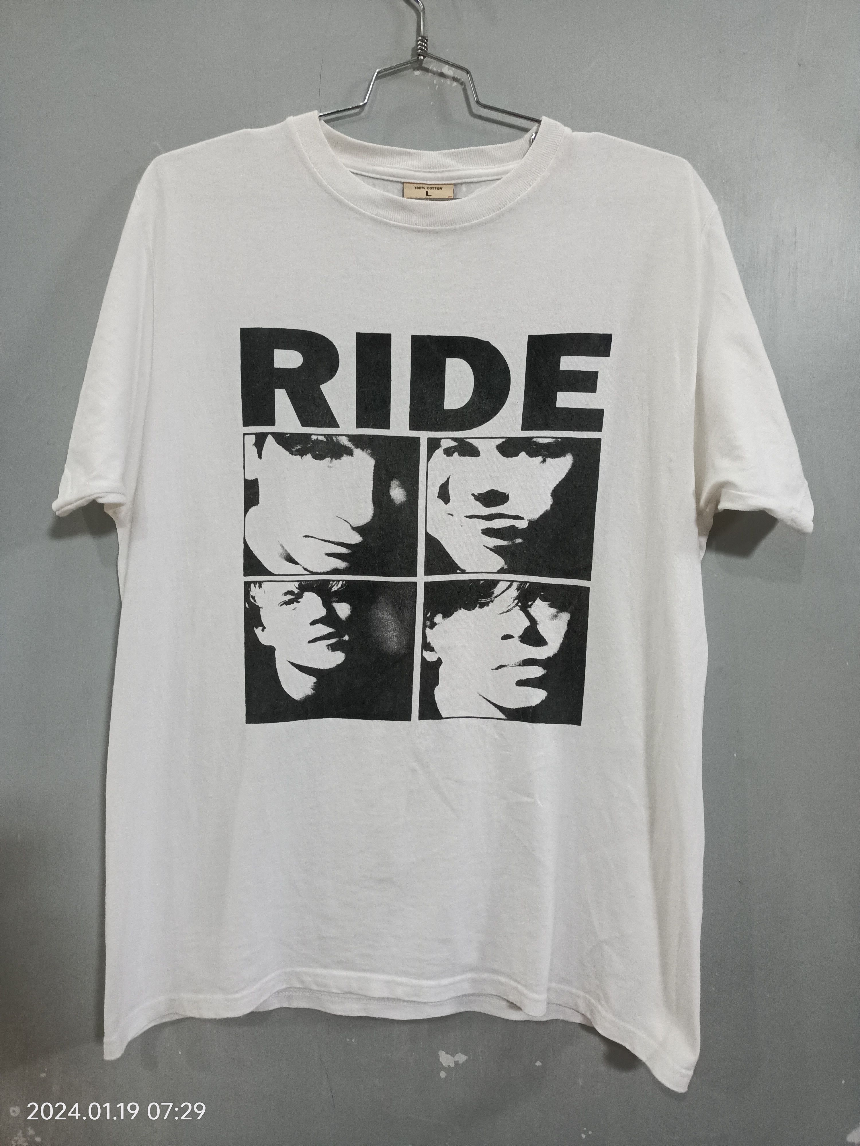 image of Band Tees x Good Music Merchandise Vintage Ride Shirt Nowhere Uk Tour'91 Bootleg in White (Size Lar