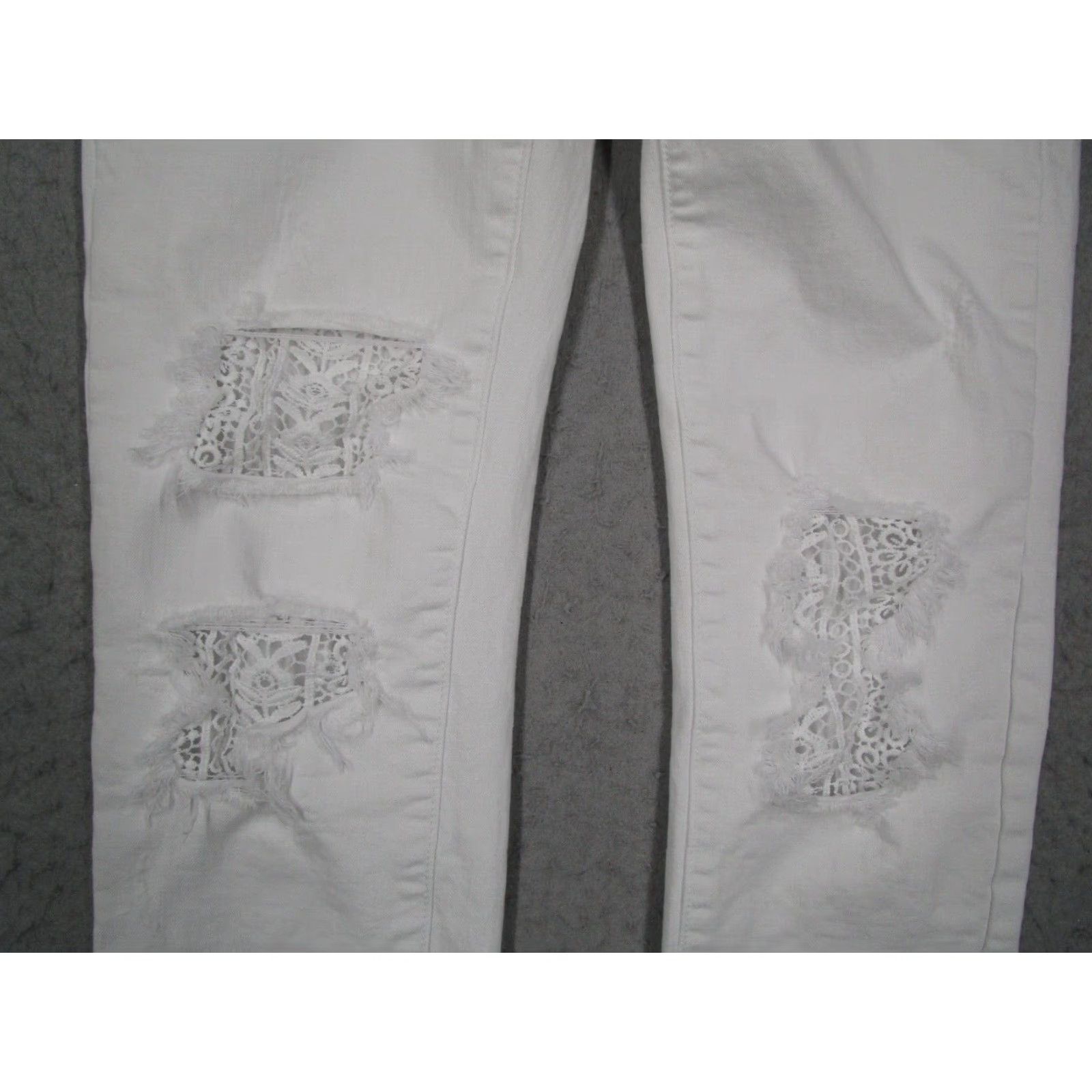 Denime Judy Blue Jeans Women White Skinny Mid Rise Distressed 5-Pocket Denim 27x28 Jeans Size 27" / US 4 / IT 40 - 6 Thumbnail