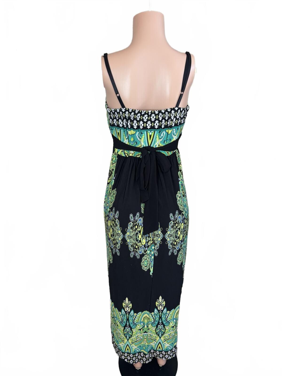 Staple Snap Bohemian Maxi Dress with Green & Blue Paisley Print. M Size M / US 6-8 / IT 42-44 - 5 Thumbnail