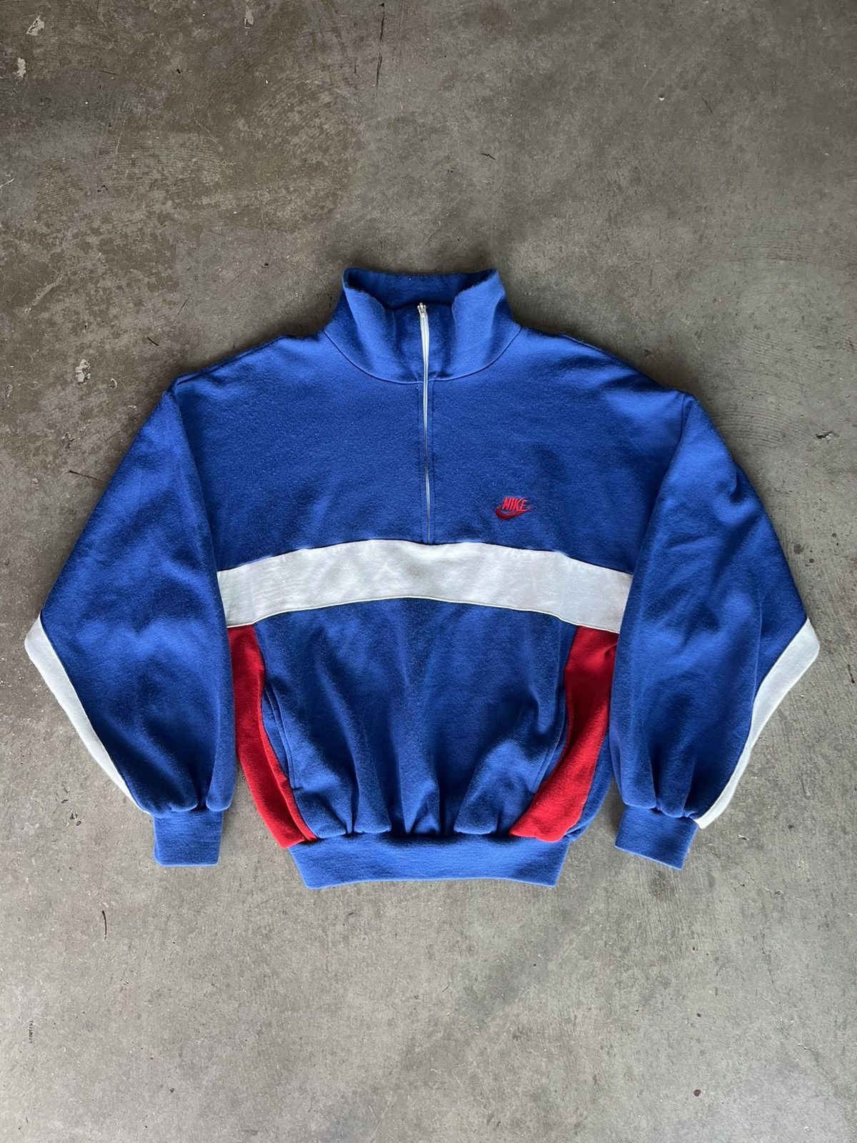 Image of 1980S Nike Quarter Zip Made In Italy in Blue, Men's (Size XL)