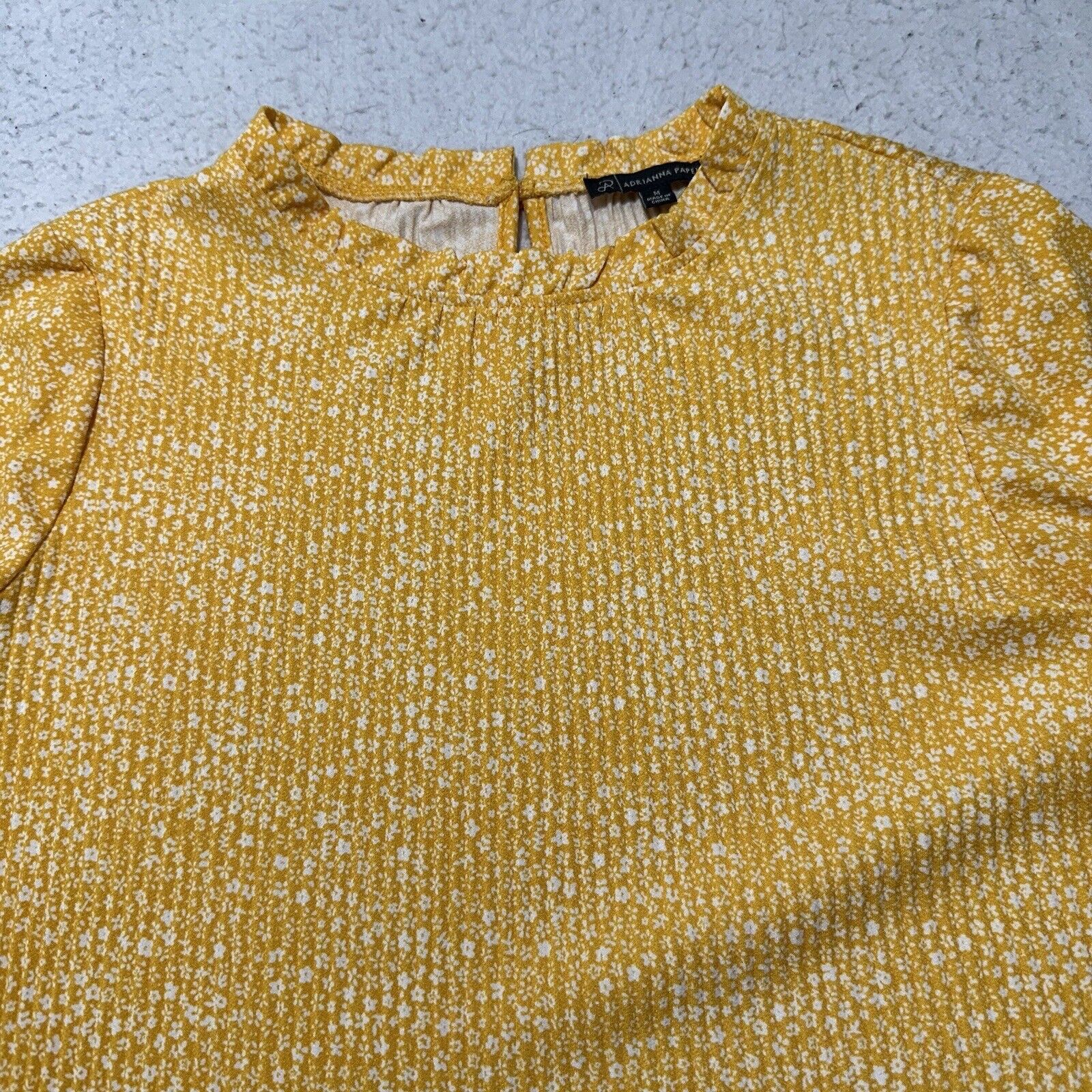 Adrianna Papell Adrianna Papell Medium Long Sleeve Yellow Floral Blouse Size M / US 6-8 / IT 42-44 - 2 Thumbnail